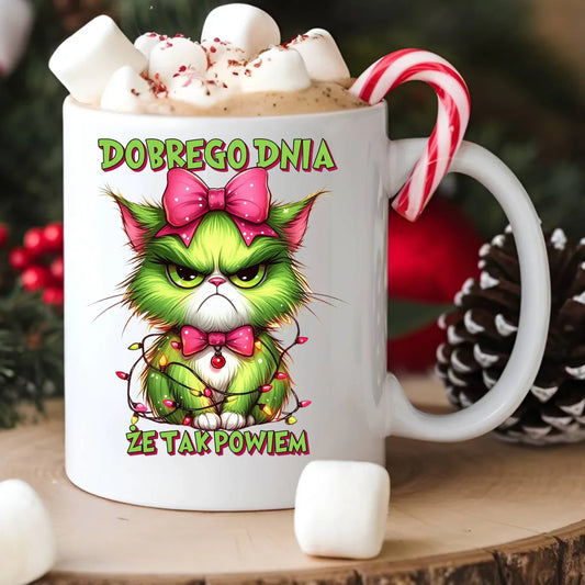 Kubek świąteczny - prezent dla niej - Grinch dobrego dnia, że tak powiem BN153 - StoryCups.pl