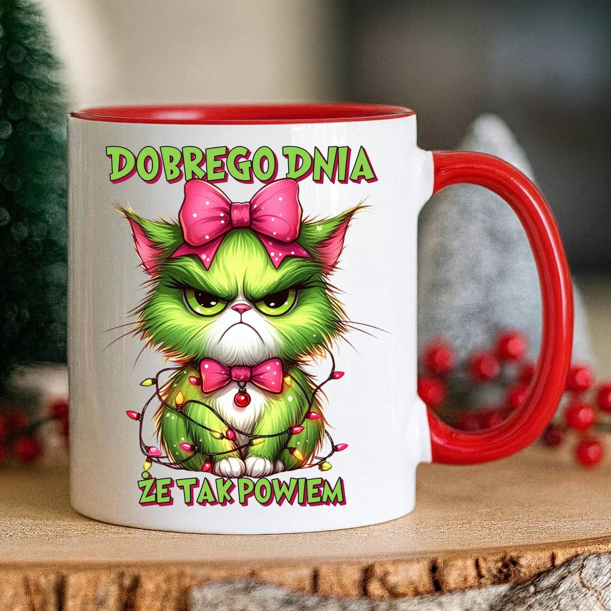 Kubek świąteczny - prezent dla niej - Grinch dobrego dnia, że tak powiem BN153 - StoryCups.pl
