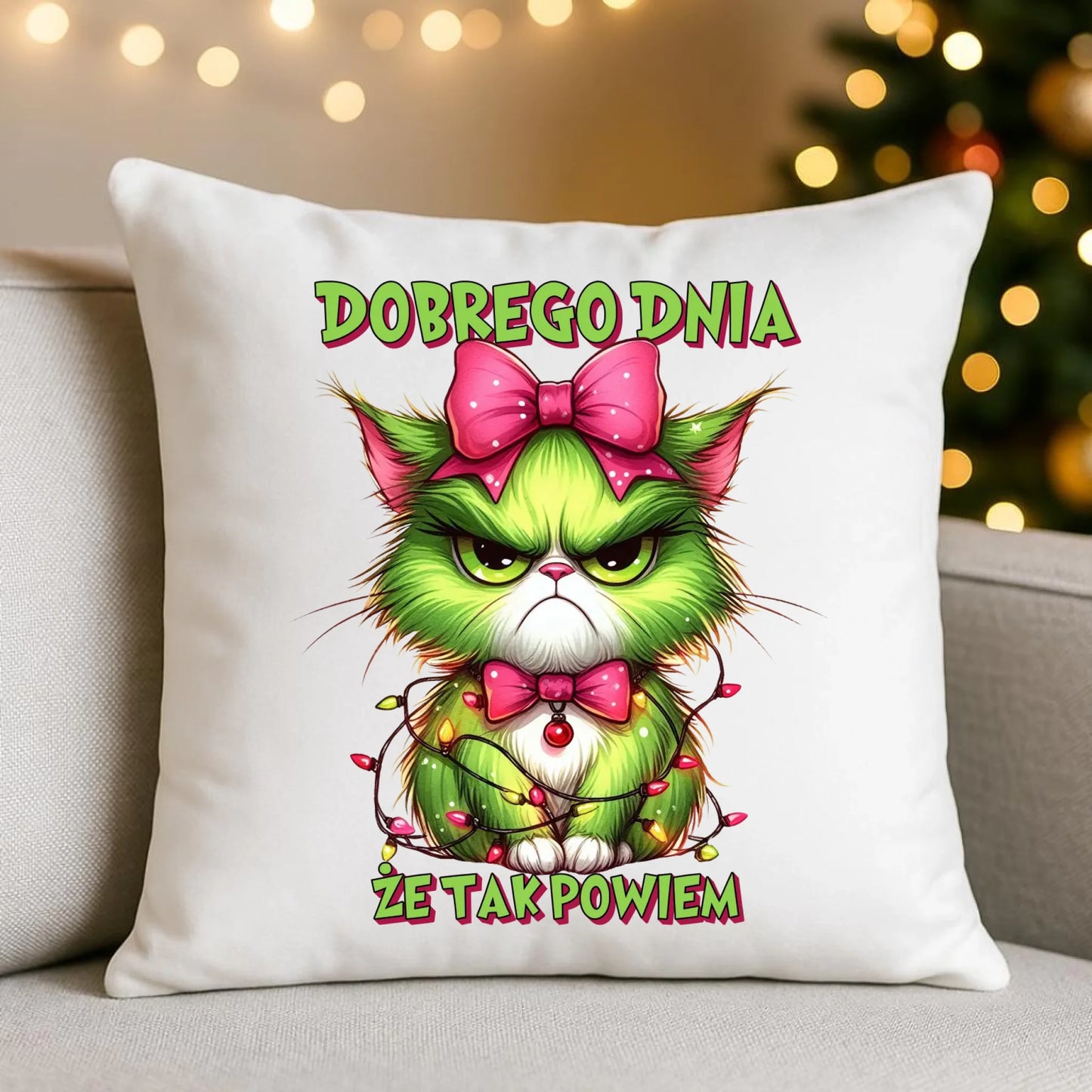 Poduszka świąteczna - prezent dla niej - Grinch dobrego dnia, że tak powiem BN153 - StoryCups.pl
