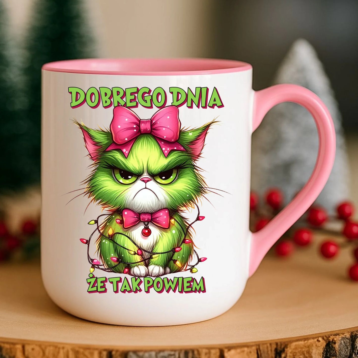 Kubek elegant świąteczny - prezent dla niej - Grinch dobrego dnia, że tak powiem BN153 - StoryCups.pl