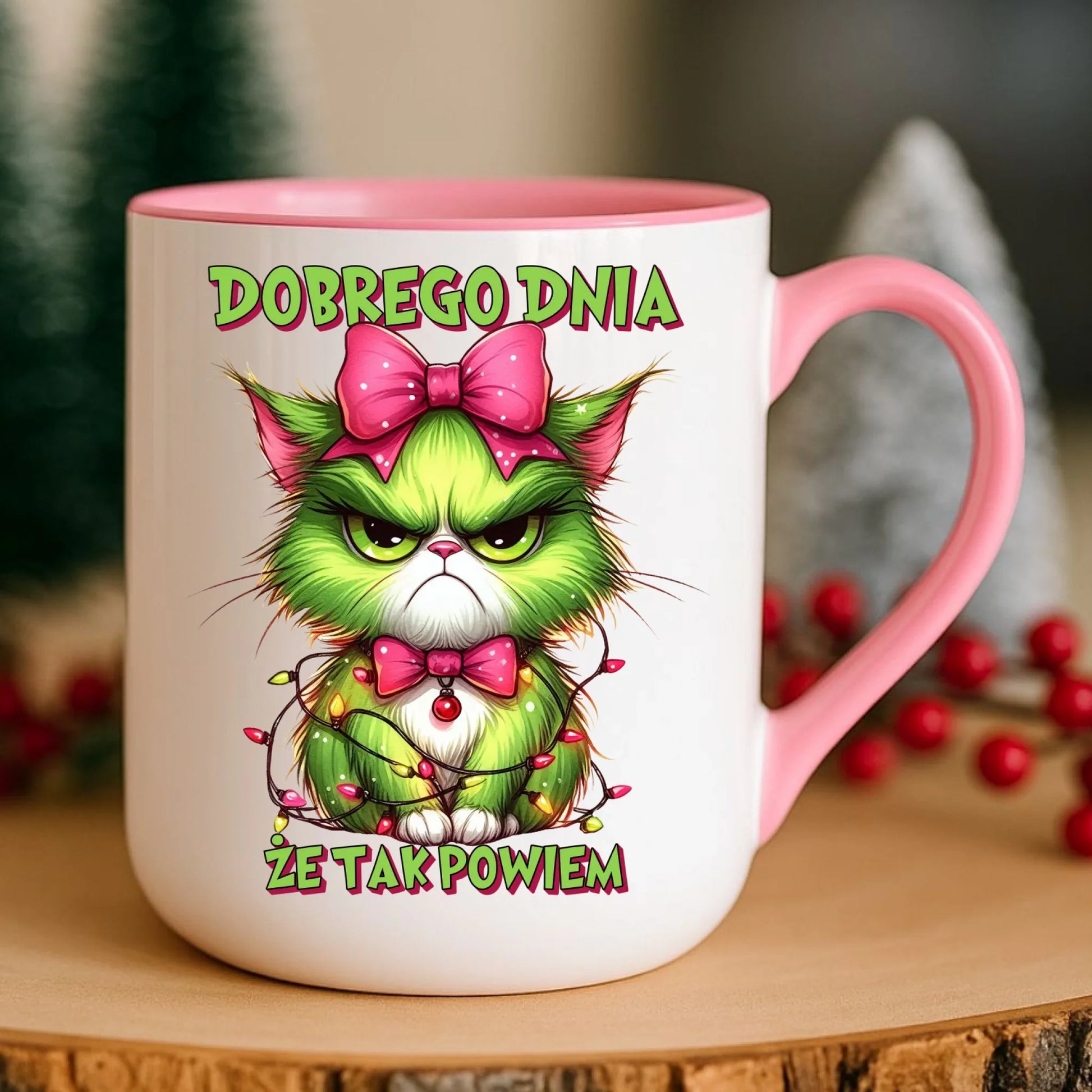Kubek elegant świąteczny - prezent dla niej - Grinch dobrego dnia, że tak powiem BN153 - StoryCups.pl