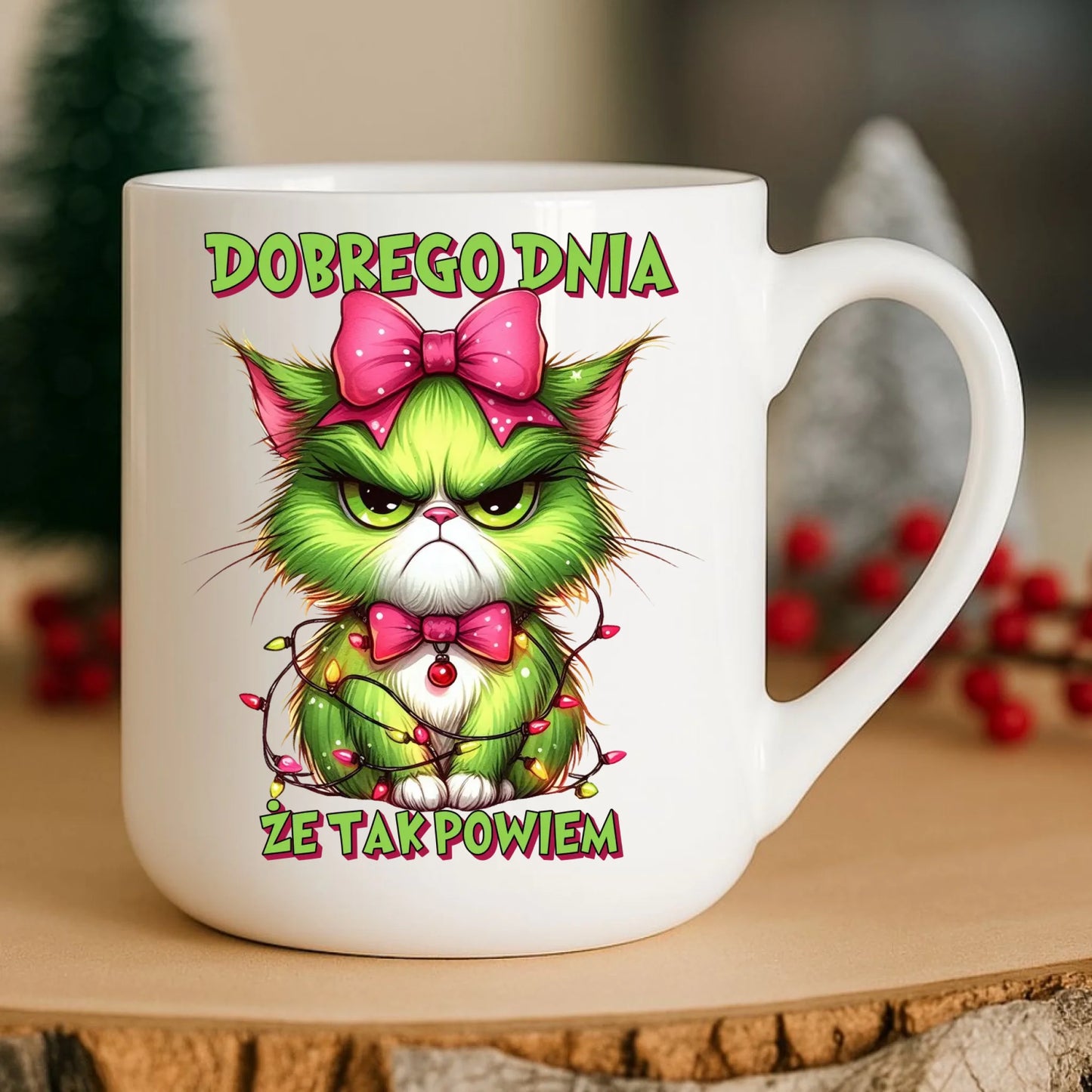 Kubek elegant świąteczny - prezent dla niej - Grinch dobrego dnia, że tak powiem BN153 - StoryCups.pl
