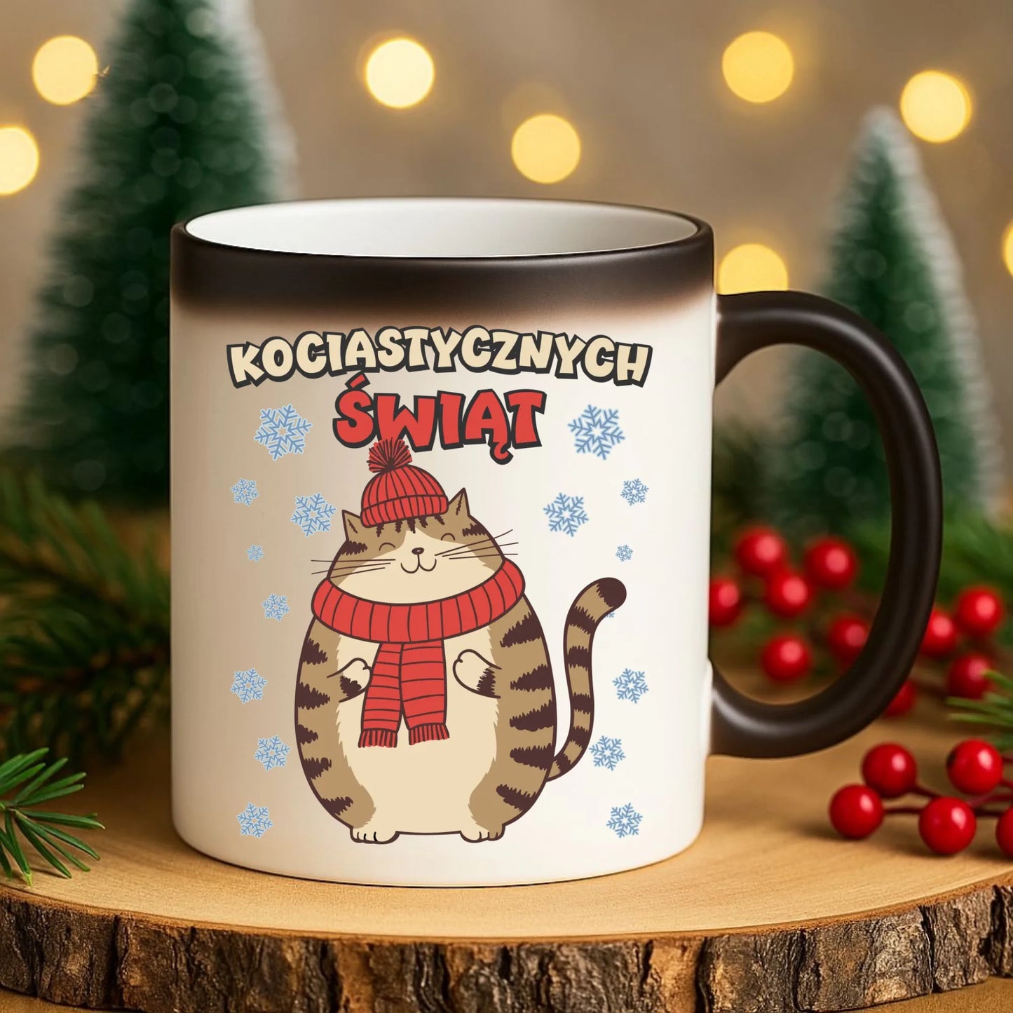 Kubek magiczny świąteczny - prezent na święta - Kociastycznych świąt BN154 - StoryCups.pl