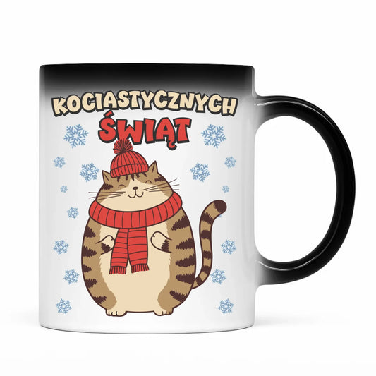 Kubek magiczny świąteczny - prezent na święta - Kociastycznych świąt BN154 - StoryCups.pl