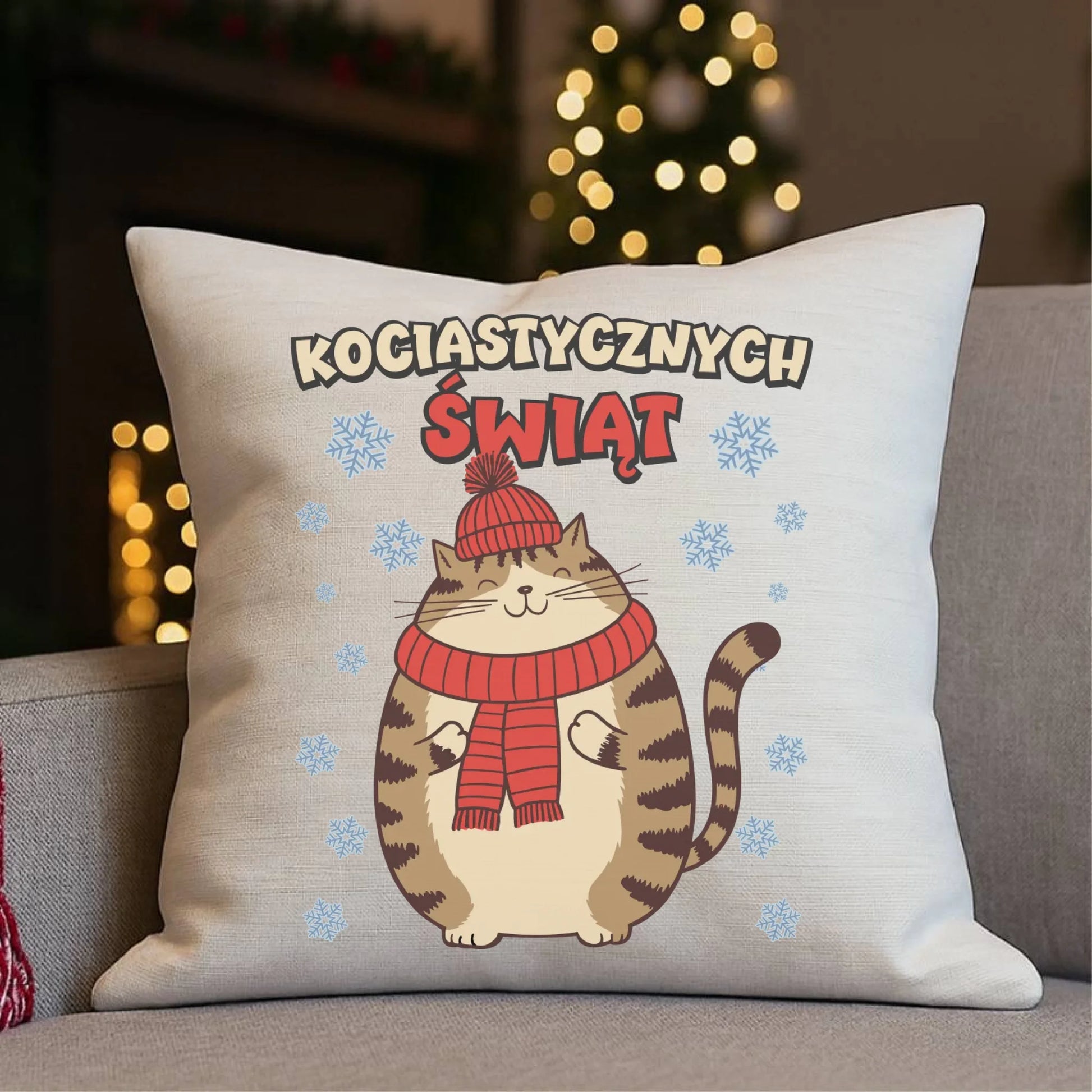Poduszka świąteczna - prezent na święta - Kociastycznych świąt BN154 - StoryCups.pl