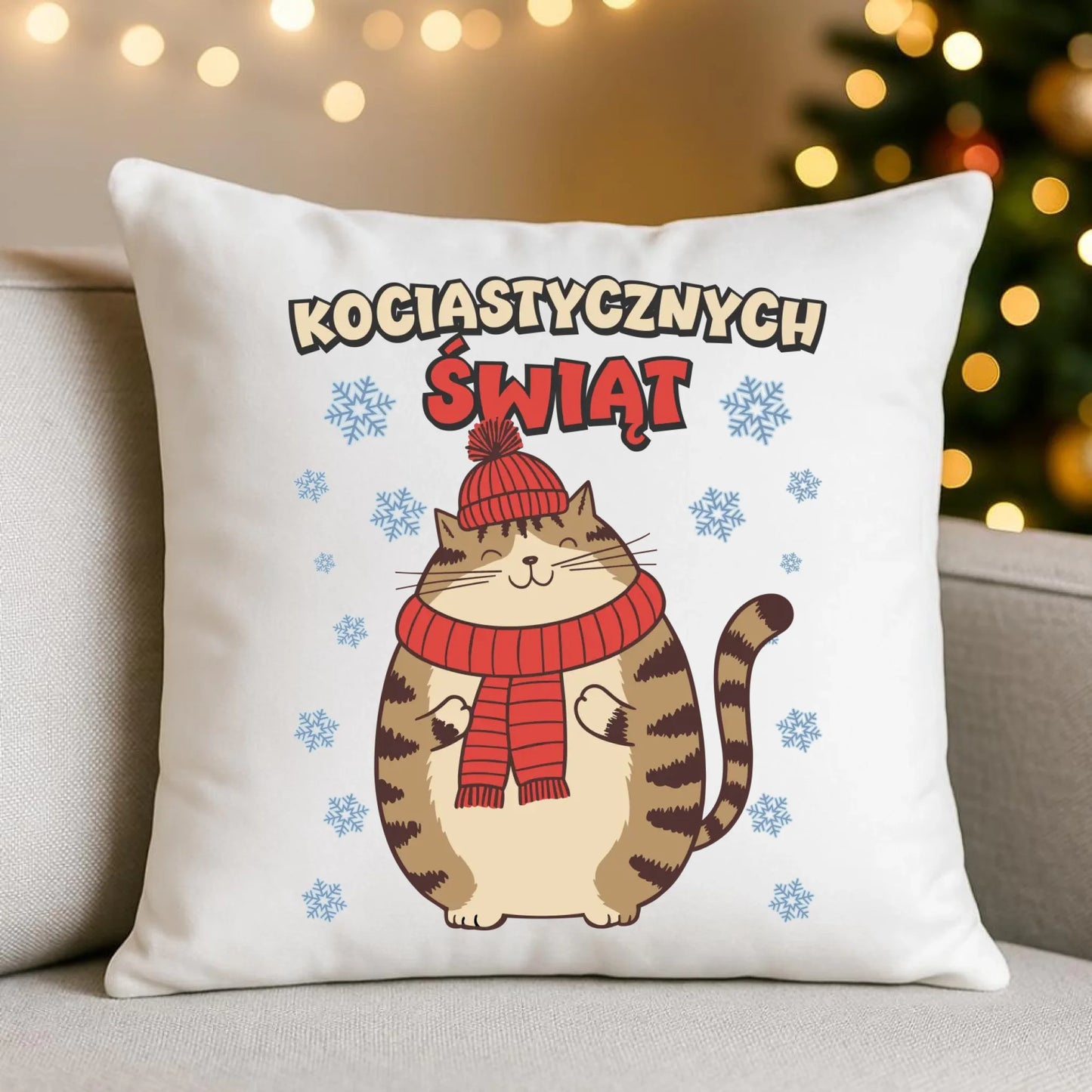 Poduszka świąteczna - prezent na święta - Kociastycznych świąt BN154 - StoryCups.pl