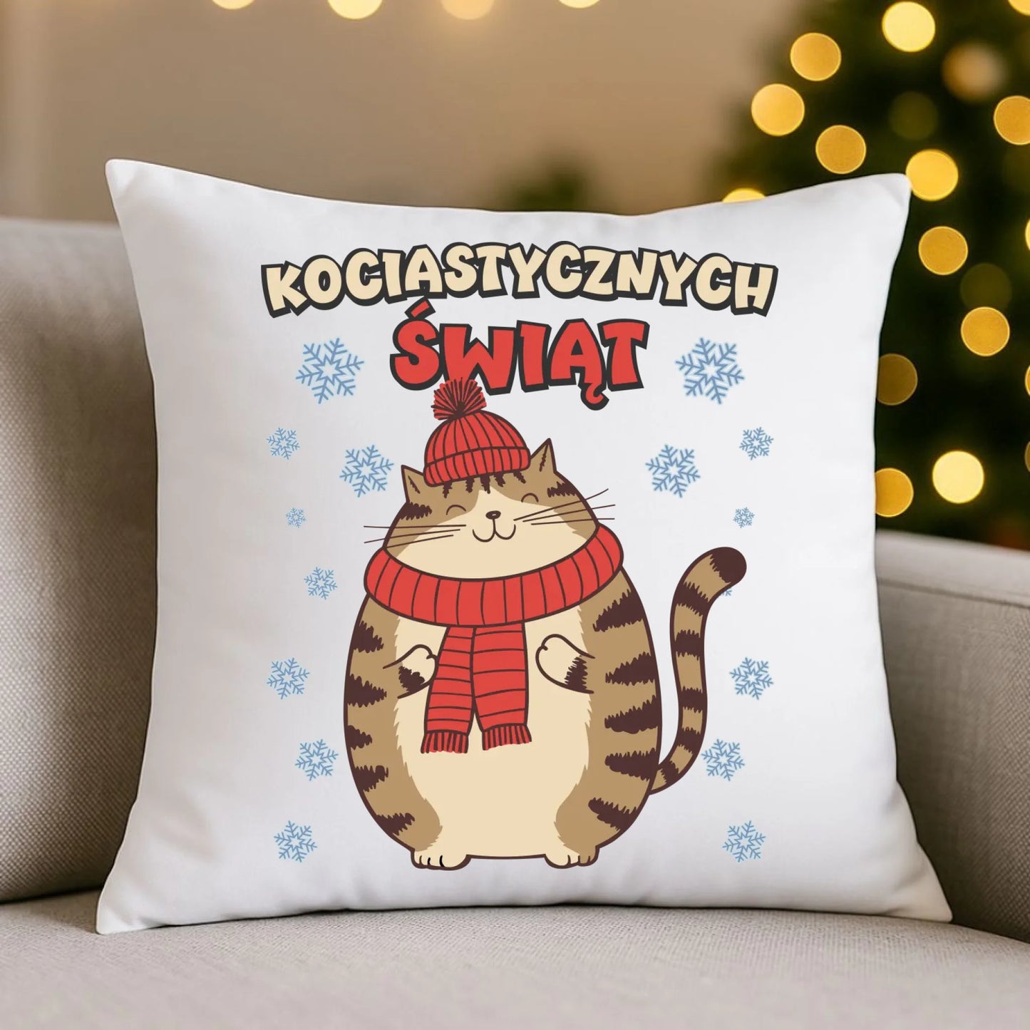 Poduszka świąteczna - prezent na święta - Kociastycznych świąt BN154 - StoryCups.pl