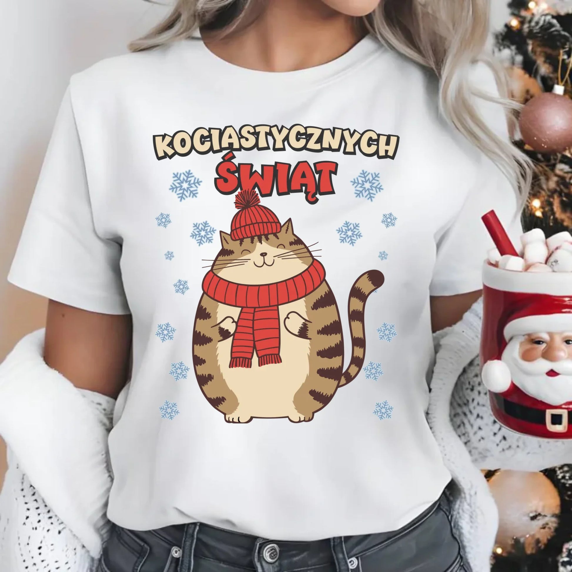 Koszulka damska świąteczna - prezent na święta - Kociastycznych świąt BN154 - StoryCups.pl