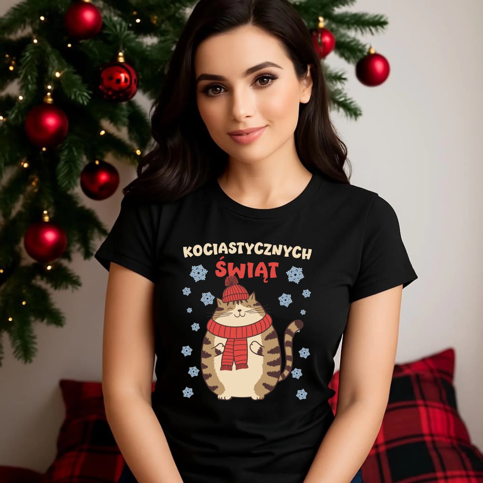 Koszulka damska świąteczna - prezent na święta - Kociastycznych świąt BN154 - StoryCups.pl
