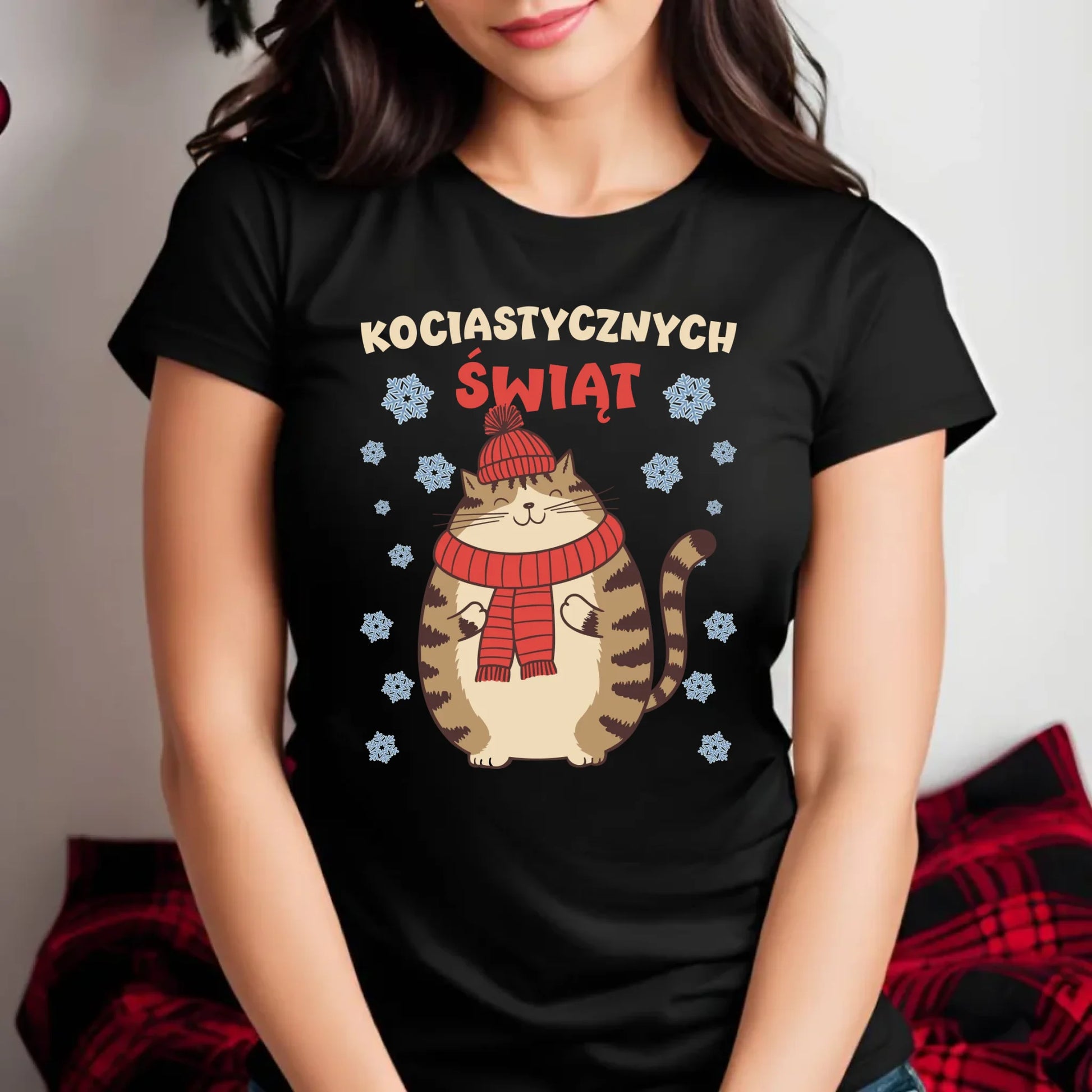 Koszulka damska świąteczna - prezent na święta - Kociastycznych świąt BN154 - StoryCups.pl