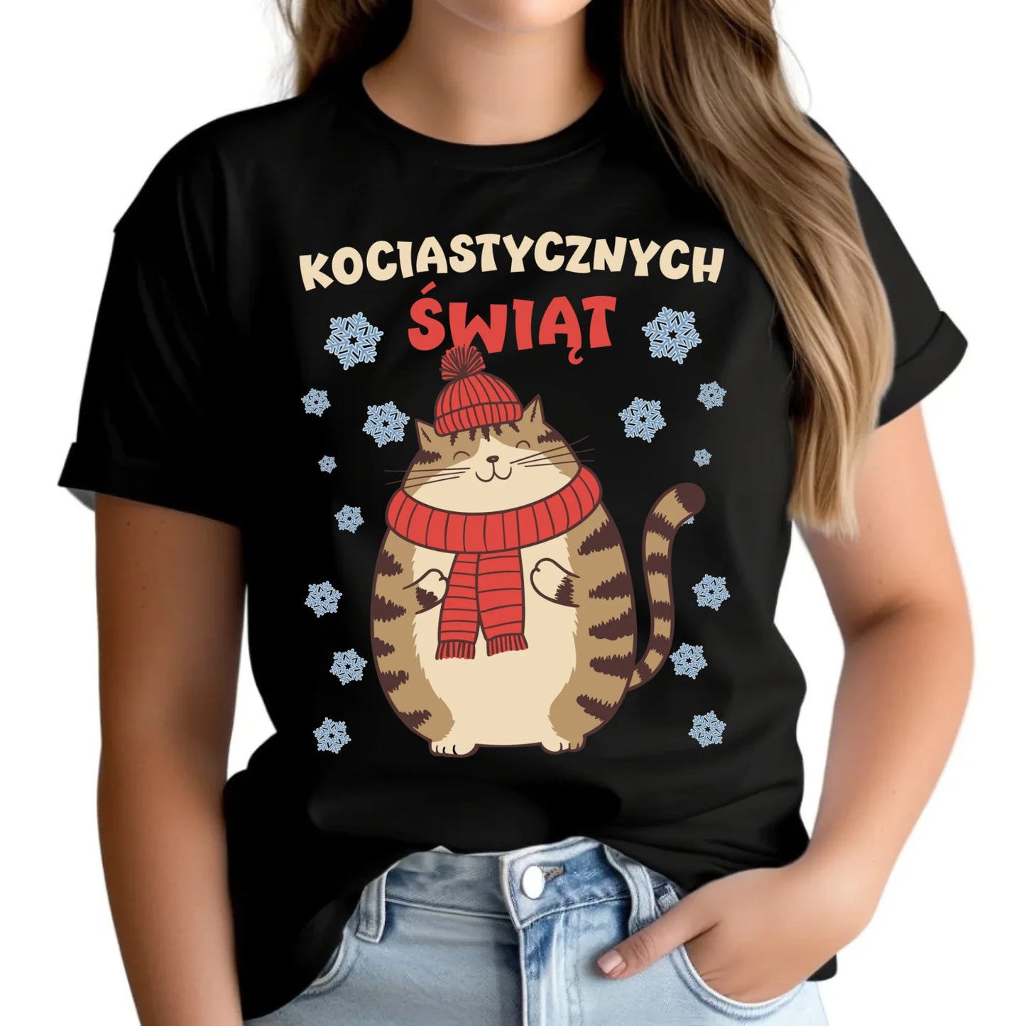 Koszulka damska świąteczna - prezent na święta - Kociastycznych świąt BN154 - StoryCups.pl