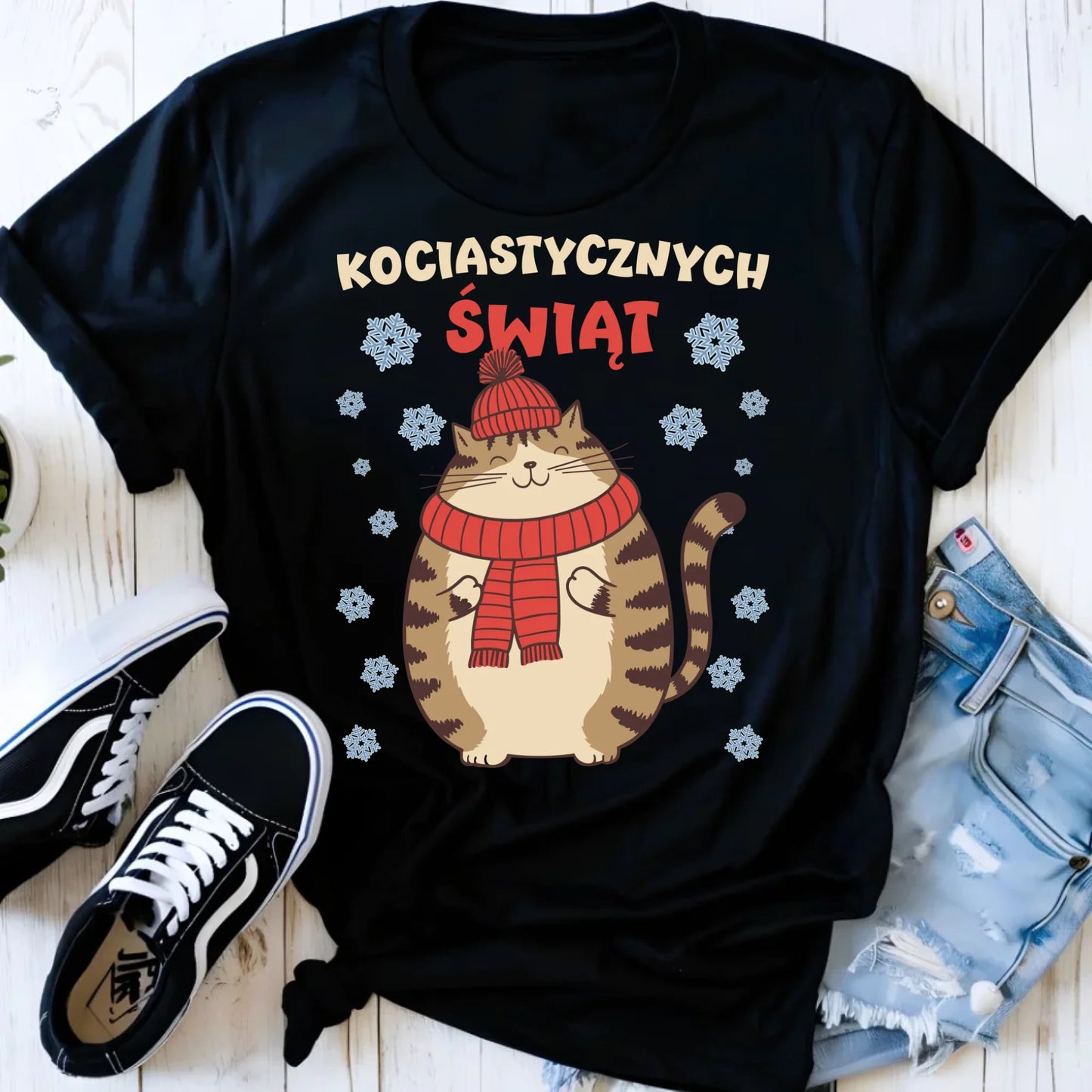 Koszulka damska świąteczna - prezent na święta - Kociastycznych świąt BN154 - StoryCups.pl