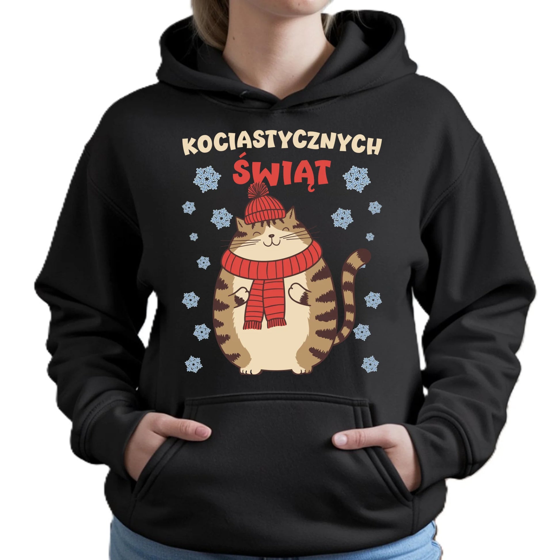 Bluza damska z kapturem świąteczna - prezent na święta - Kociastycznych świąt BN154 - StoryCups.pl