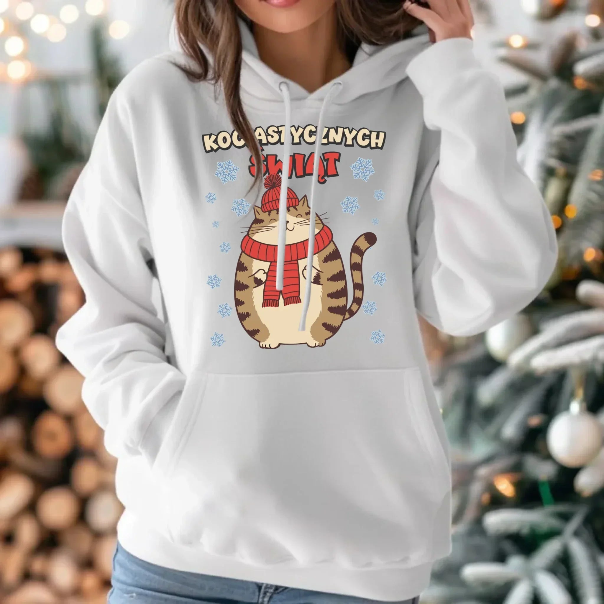 Bluza damska z kapturem świąteczna - prezent na święta - Kociastycznych świąt BN154 - StoryCups.pl