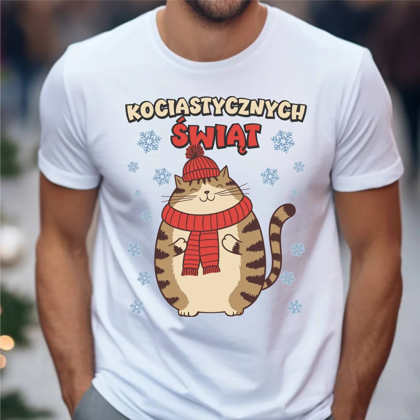 Koszulka męska świąteczna - prezent na święta - Kociastycznych świąt BN154 - StoryCups.pl