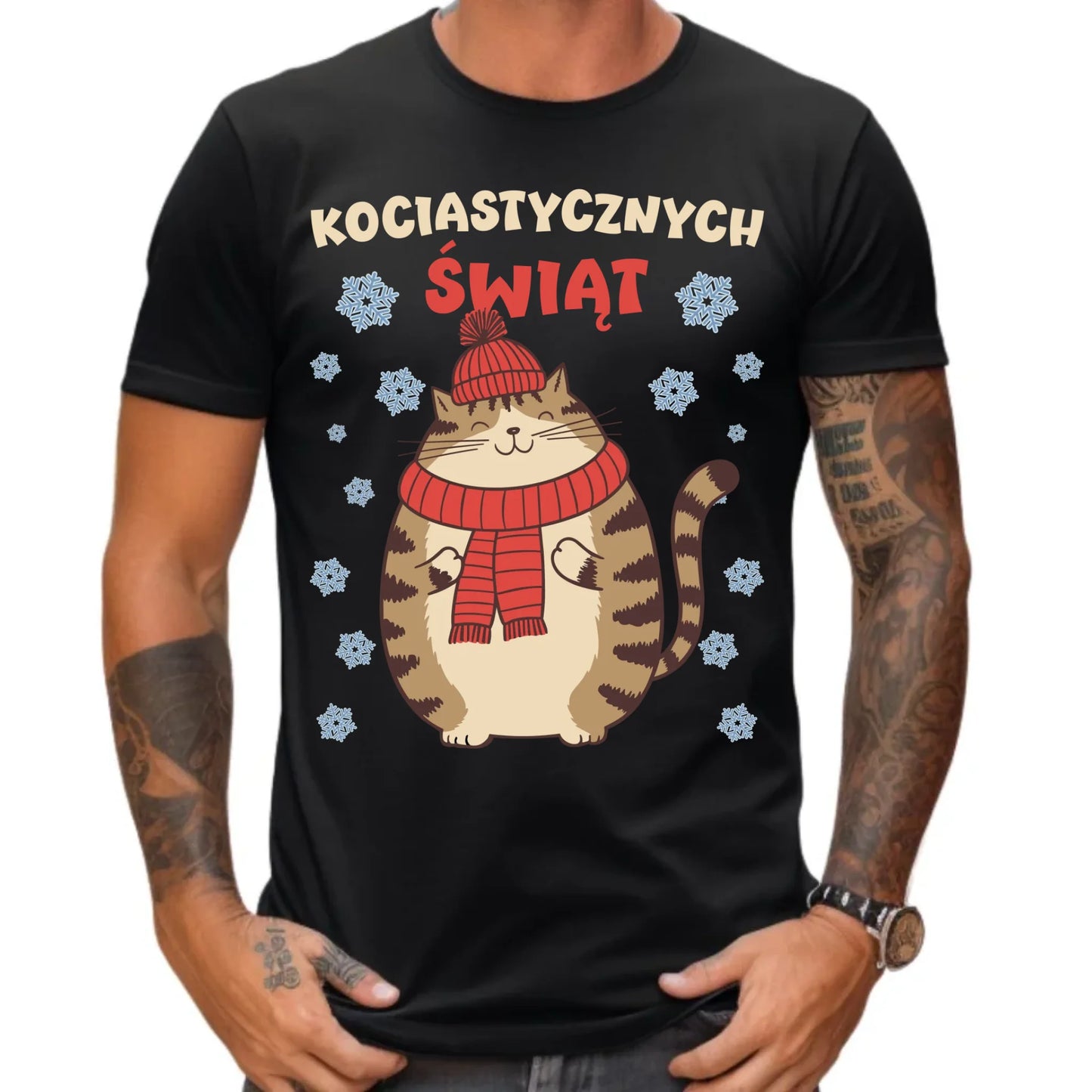 Koszulka męska świąteczna - prezent na święta - Kociastycznych świąt BN154 - StoryCups.pl