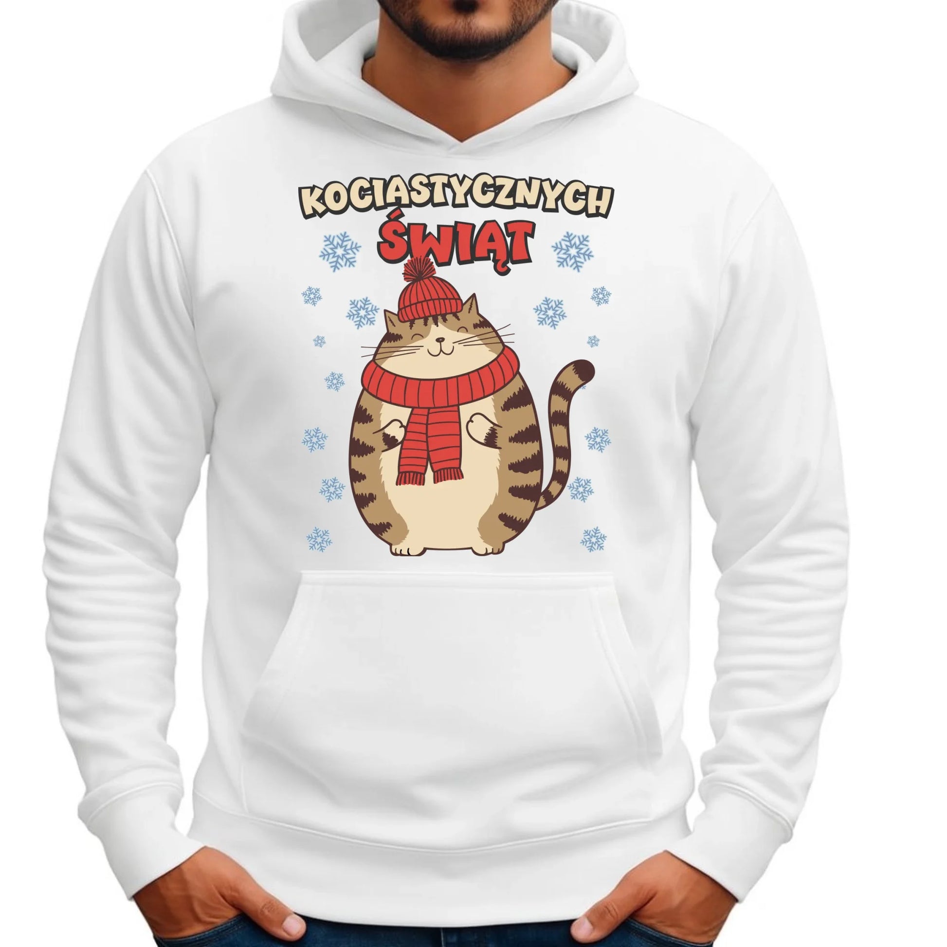 Bluza męska z kapturem świąteczna - prezent na święta - Kociastycznych świąt BN154 - StoryCups.pl