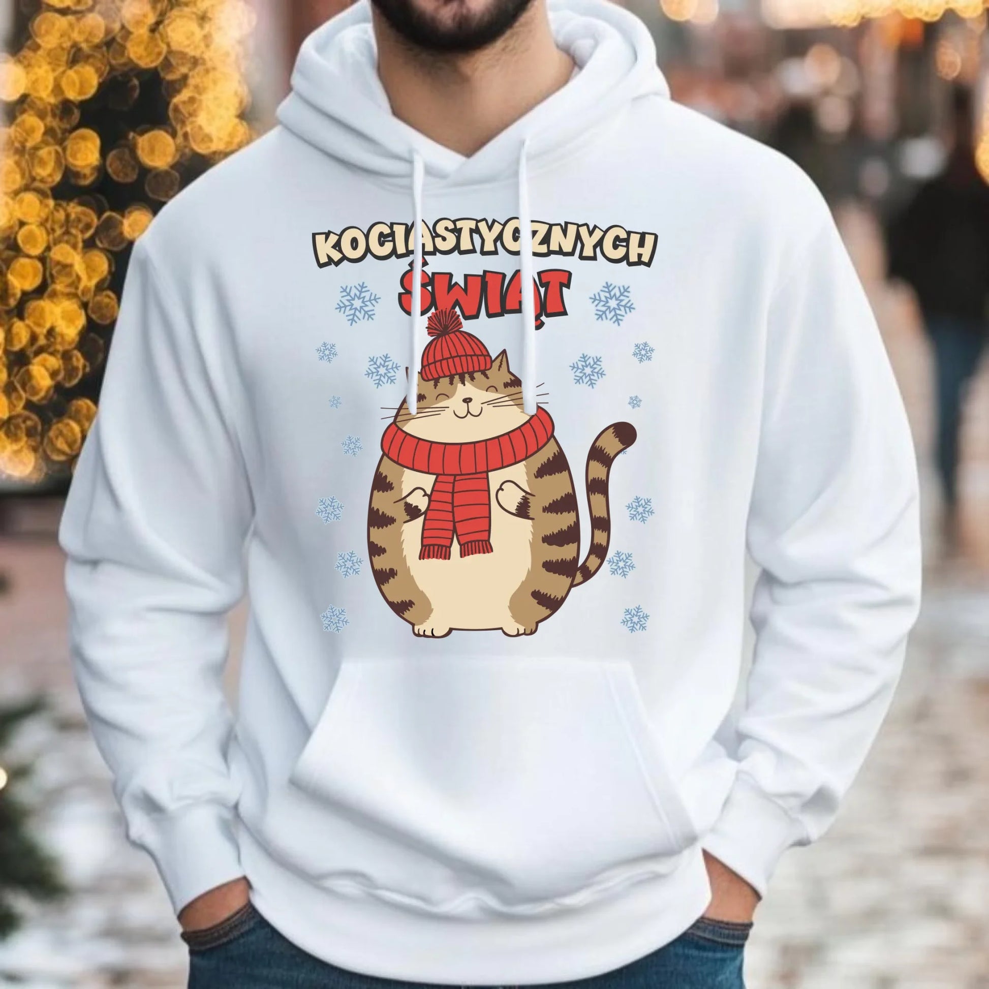 Bluza męska z kapturem świąteczna - prezent na święta - Kociastycznych świąt BN154 - StoryCups.pl