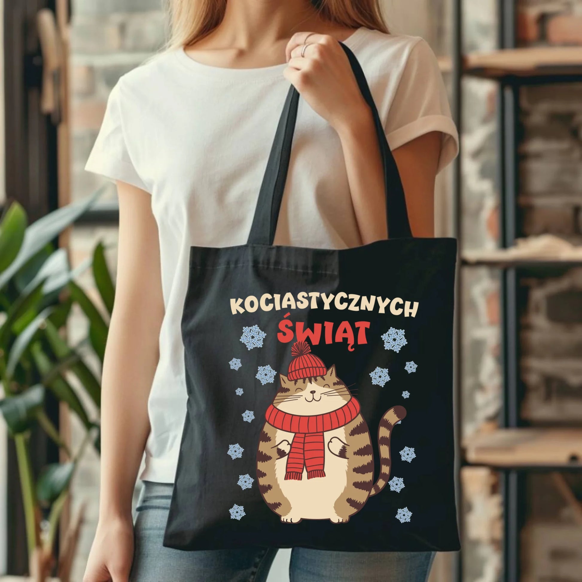 Torba świąteczna - prezent na święta - Kociastycznych świąt BN154 - StoryCups.pl