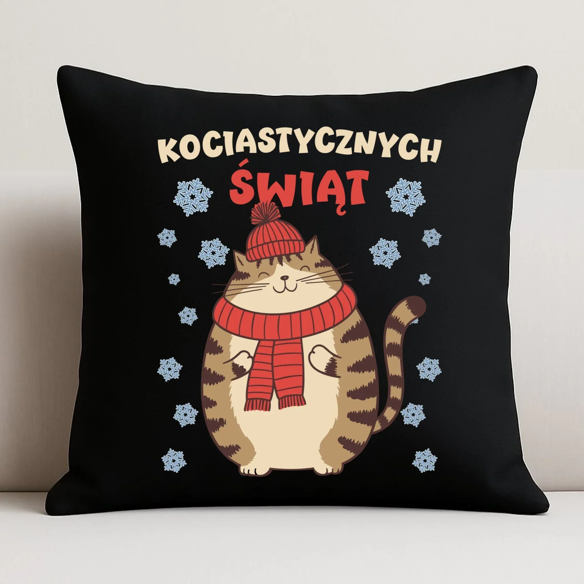 Poduszka dekoracyjna świąteczna - prezent na święta - Kociastycznych świąt BN154 - StoryCups.pl
