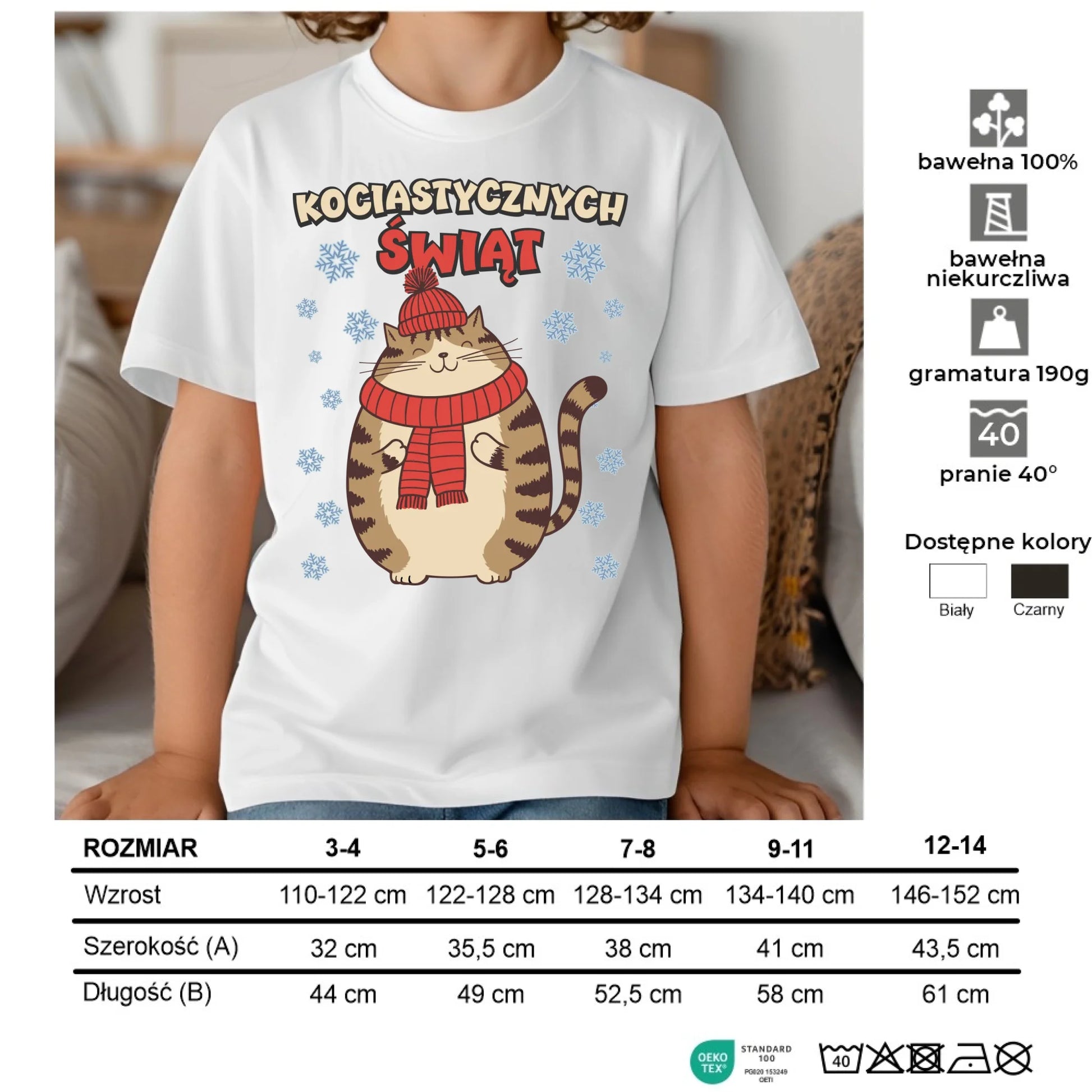 Koszulka dziecięca świąteczna - prezent na święta - Kociastycznych świąt BN154 - StoryCups.pl