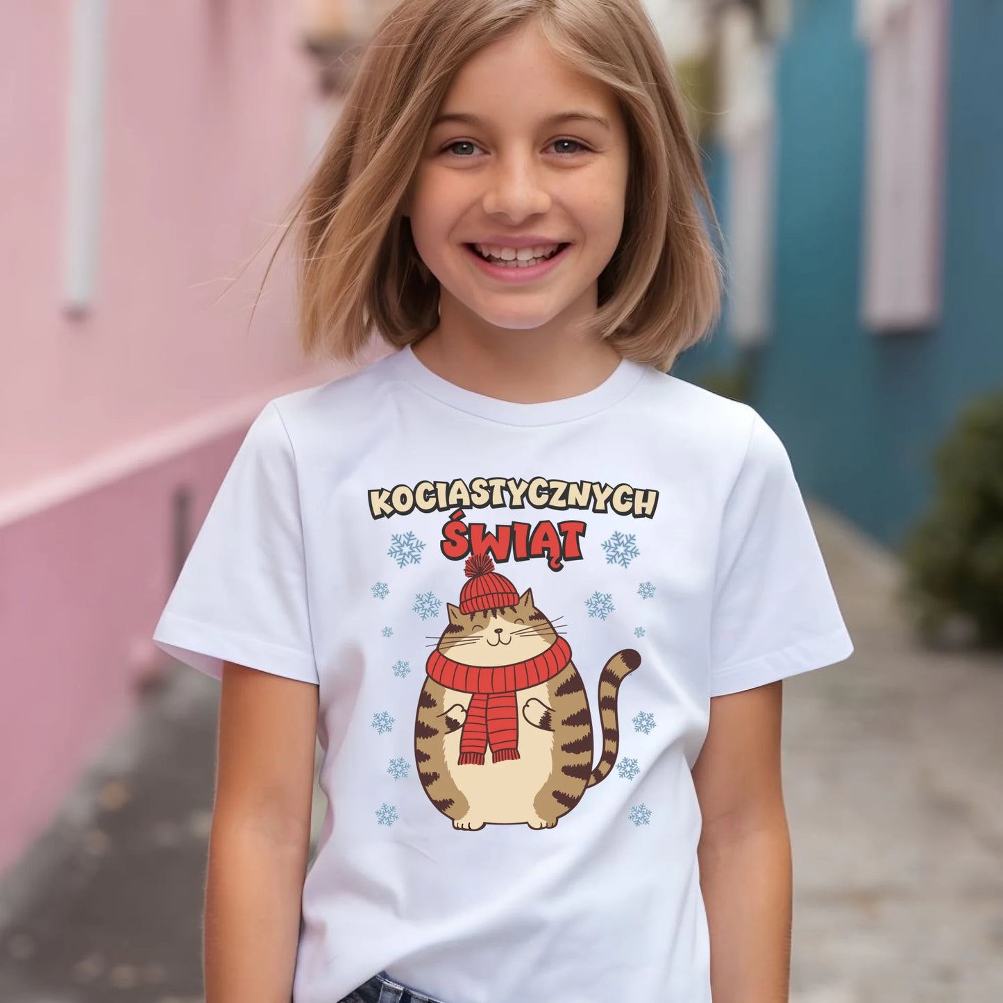 Koszulka dziecięca świąteczna - prezent na święta - Kociastycznych świąt BN154 - StoryCups.pl