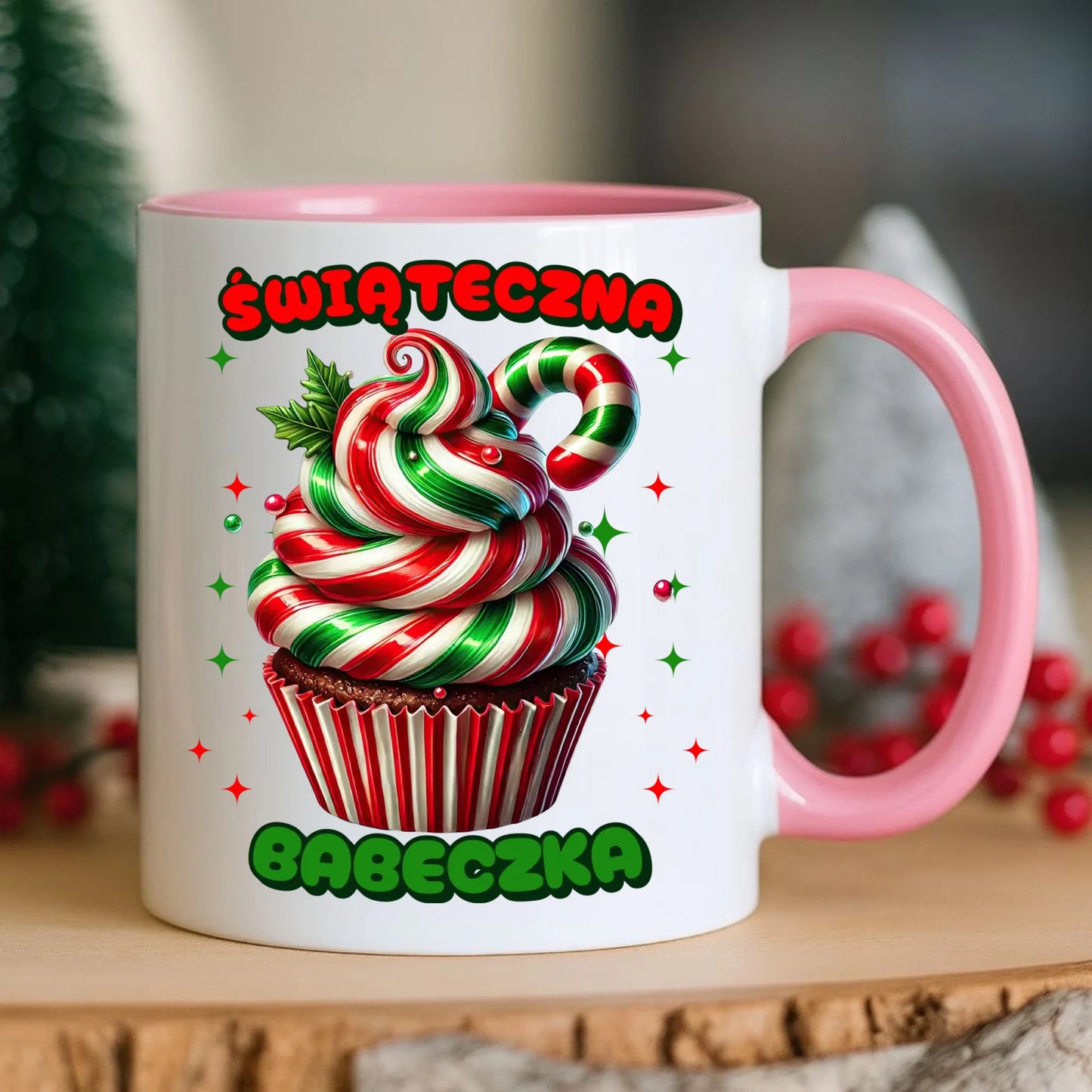 Kubek świąteczny - prezent dla niej na święta Świąteczna babeczka BN155 - StoryCups.pl