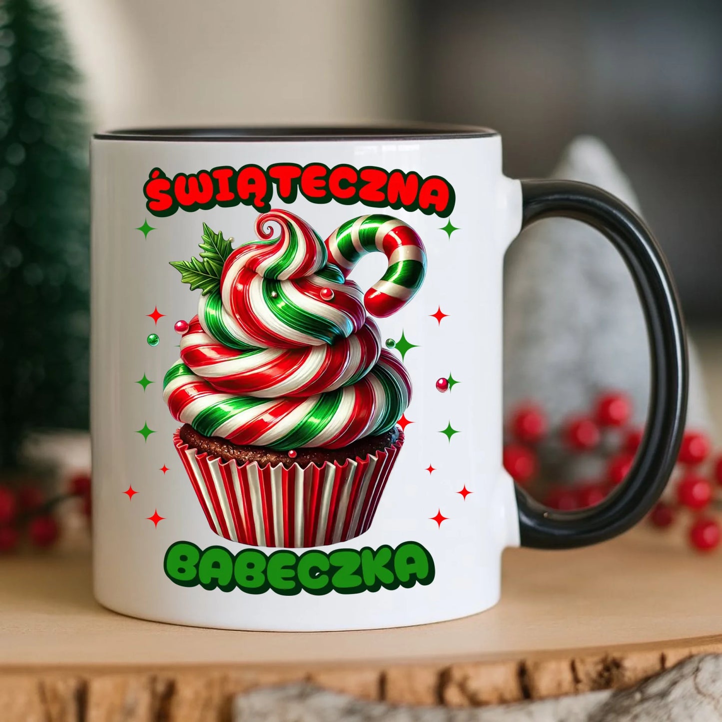 Kubek świąteczny - prezent dla niej na święta Świąteczna babeczka BN155 - StoryCups.pl