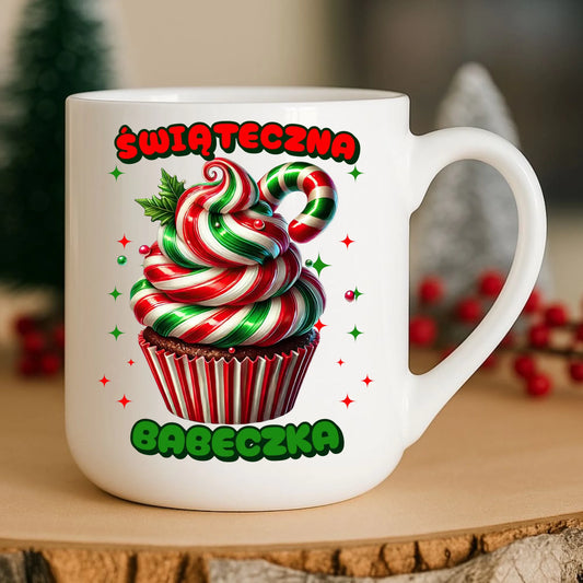 Kubek elegant świąteczny - prezent dla niej na święta Świąteczna babeczka BN155 - StoryCups.pl