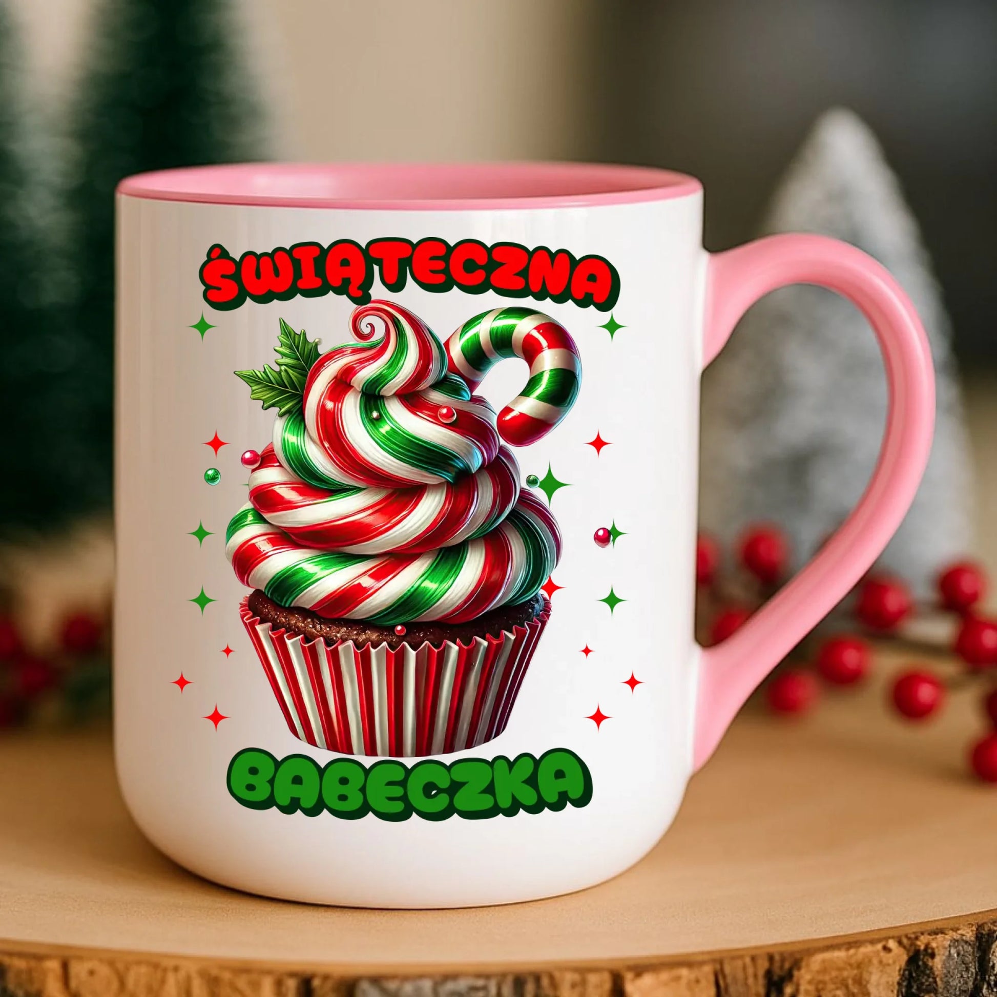 Kubek elegant świąteczny - prezent dla niej na święta Świąteczna babeczka BN155 - StoryCups.pl