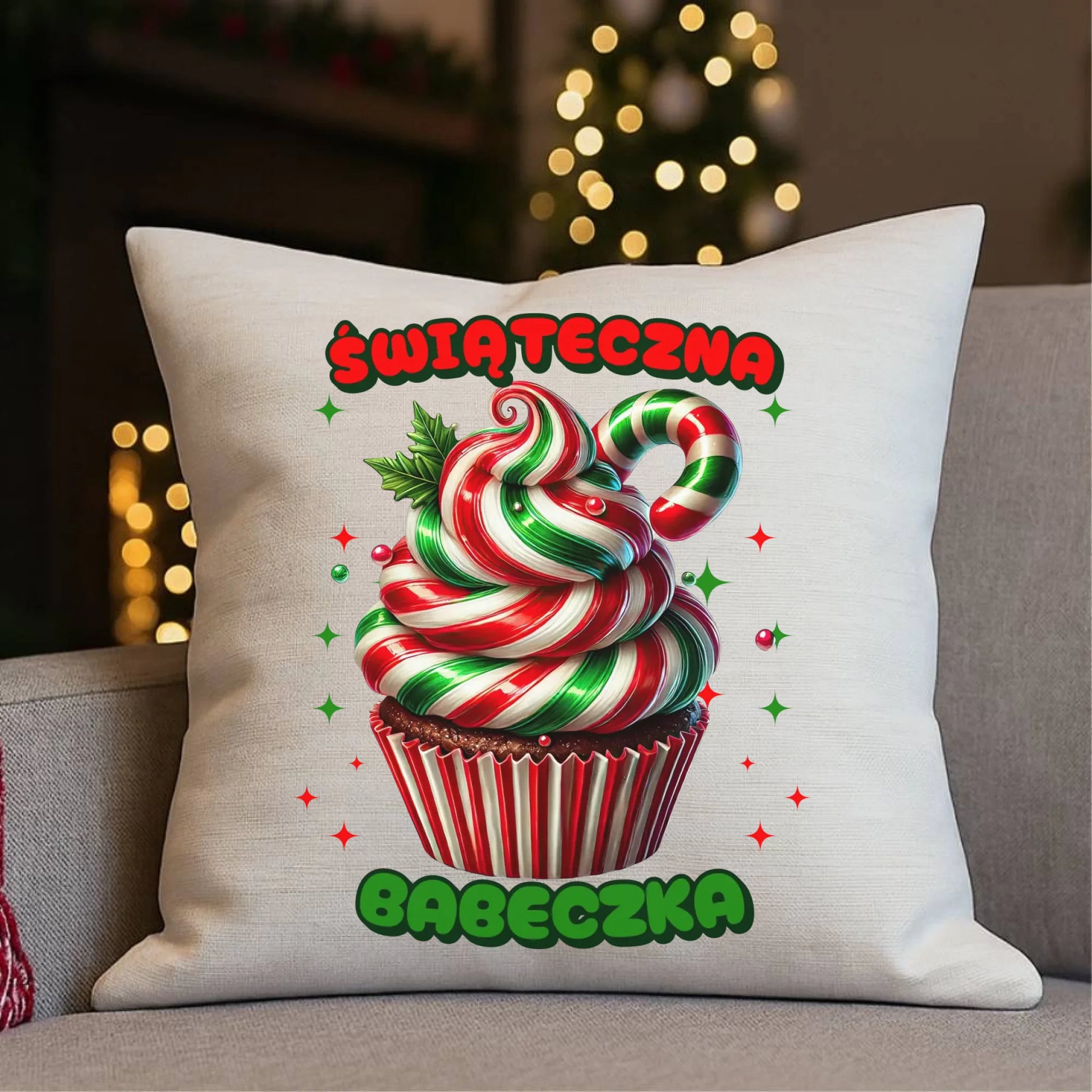 Poduszka świąteczna - prezent dla niej na święta Świąteczna babeczka BN155 - StoryCups.pl