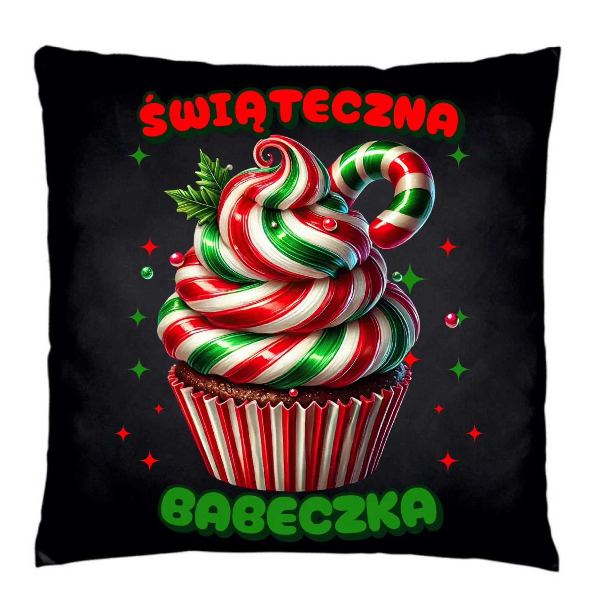 Poduszka dekoracyjna świąteczna - prezent dla niej na święta Świąteczna babeczka BN155 - StoryCups.pl