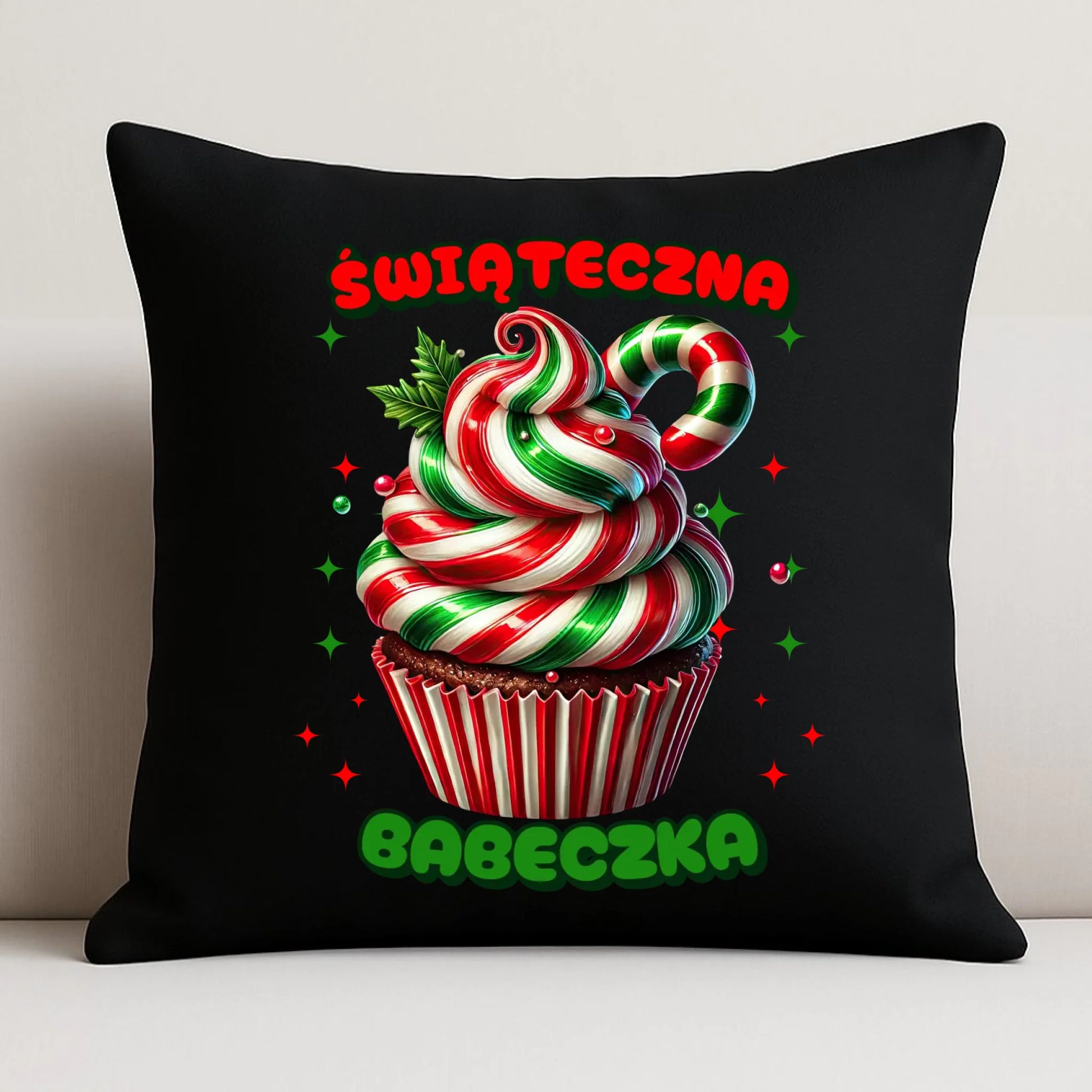 Poduszka dekoracyjna świąteczna - prezent dla niej na święta Świąteczna babeczka BN155 - StoryCups.pl