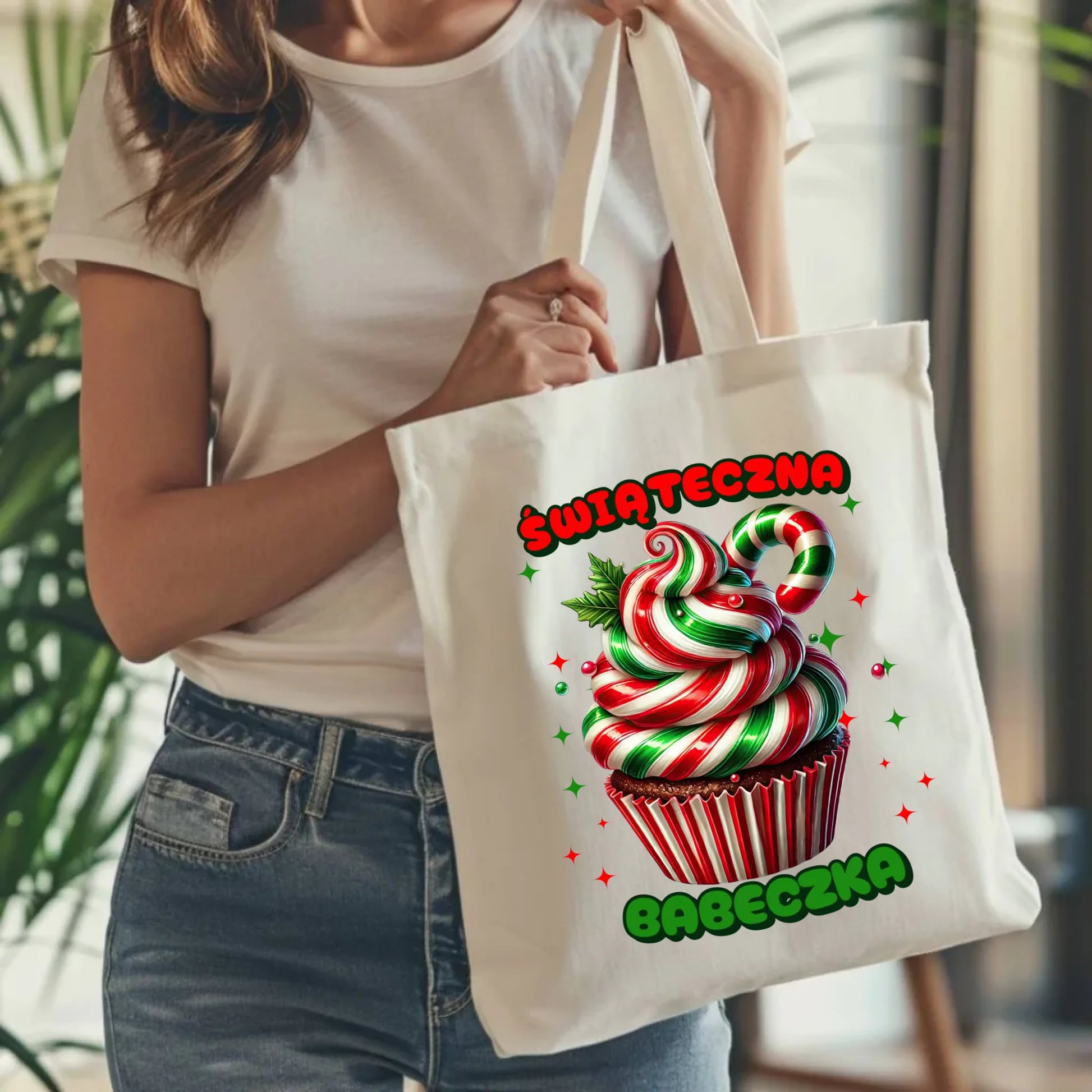 Torba świąteczna - prezent dla niej na święta Świąteczna babeczka BN155 - StoryCups.pl