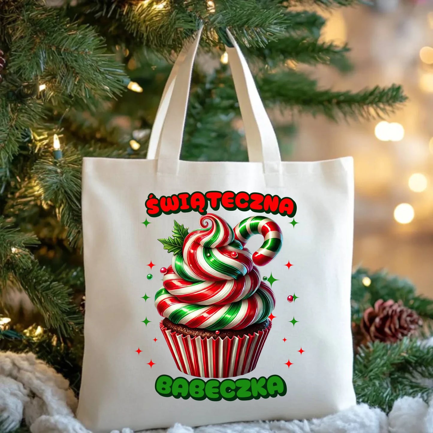 Torba świąteczna - prezent dla niej na święta Świąteczna babeczka BN155 - StoryCups.pl