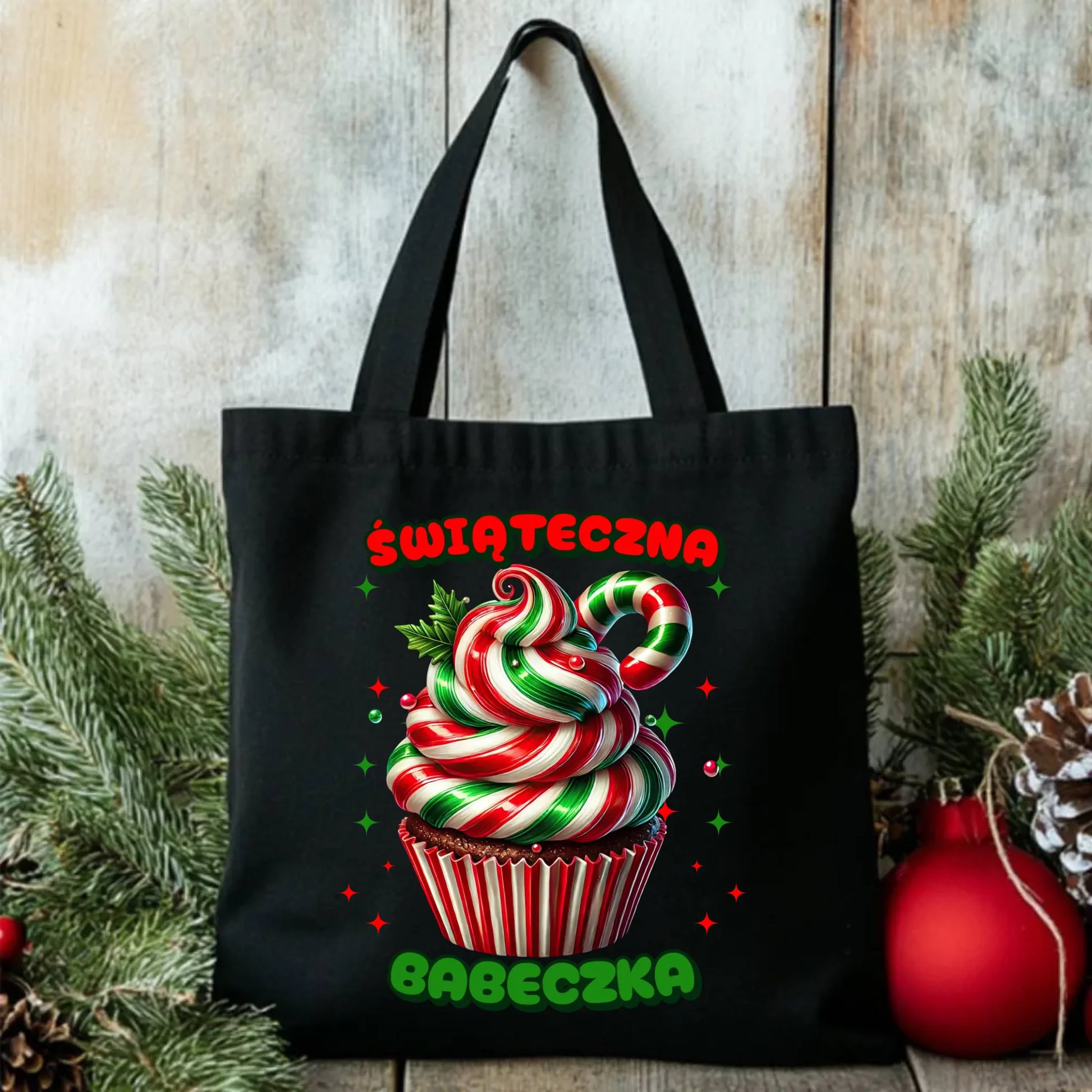 Torba świąteczna - prezent dla niej na święta Świąteczna babeczka BN155 - StoryCups.pl