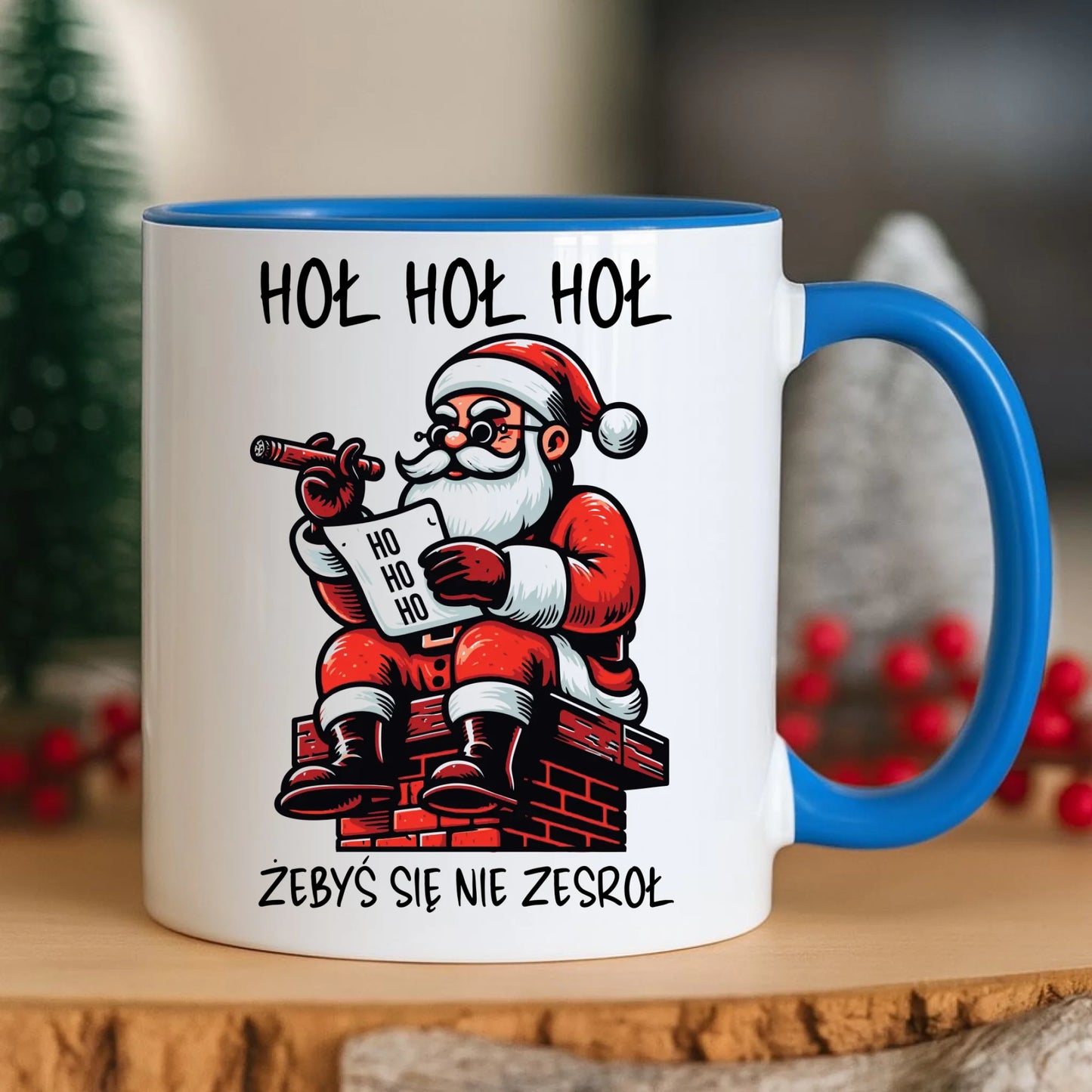 Kubek świąteczny - Śmieszny prezent na Mikołaja - Hoł hoł hoł żebyś się nie zesroł BN156 - StoryCups.pl