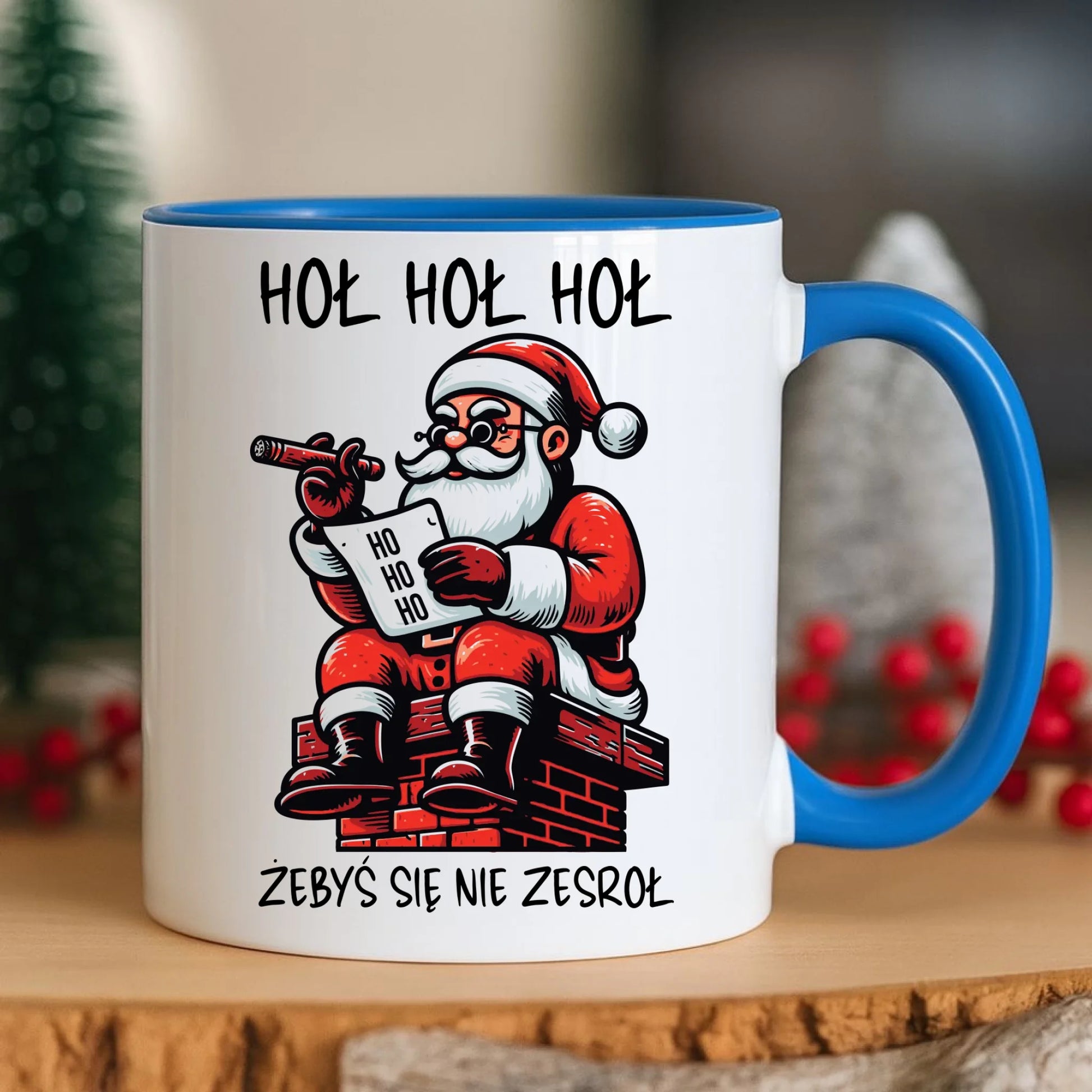 Kubek świąteczny - Śmieszny prezent na Mikołaja - Hoł hoł hoł żebyś się nie zesroł BN156 - StoryCups.pl