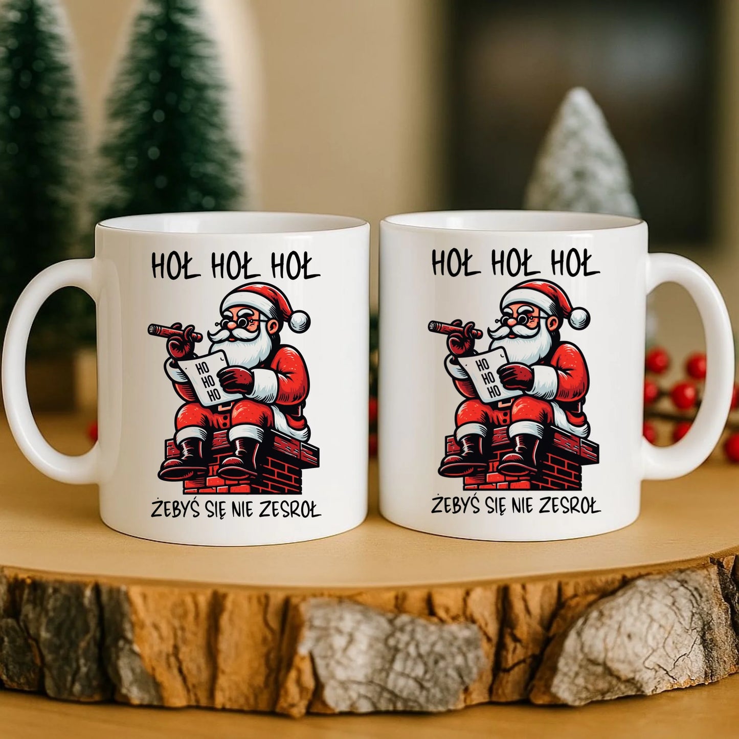 Kubek świąteczny - Śmieszny prezent na Mikołaja - Hoł hoł hoł żebyś się nie zesroł BN156 - StoryCups.pl