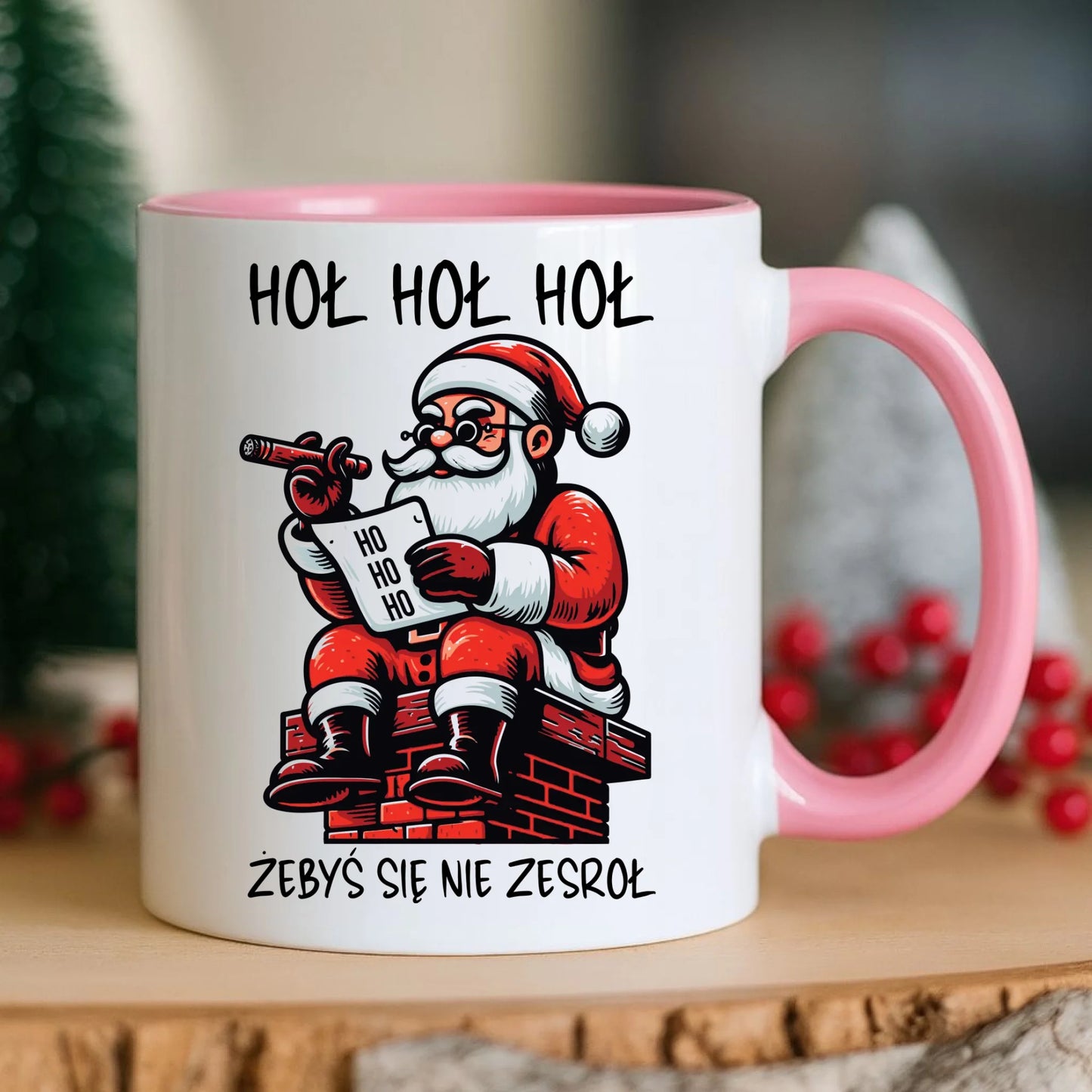 Kubek świąteczny - Śmieszny prezent na Mikołaja - Hoł hoł hoł żebyś się nie zesroł BN156 - StoryCups.pl
