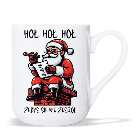 Kubek elegant świąteczny - Śmieszny prezent na Mikołaja - Hoł hoł hoł żebyś się nie zesroł BN156 - StoryCups.pl