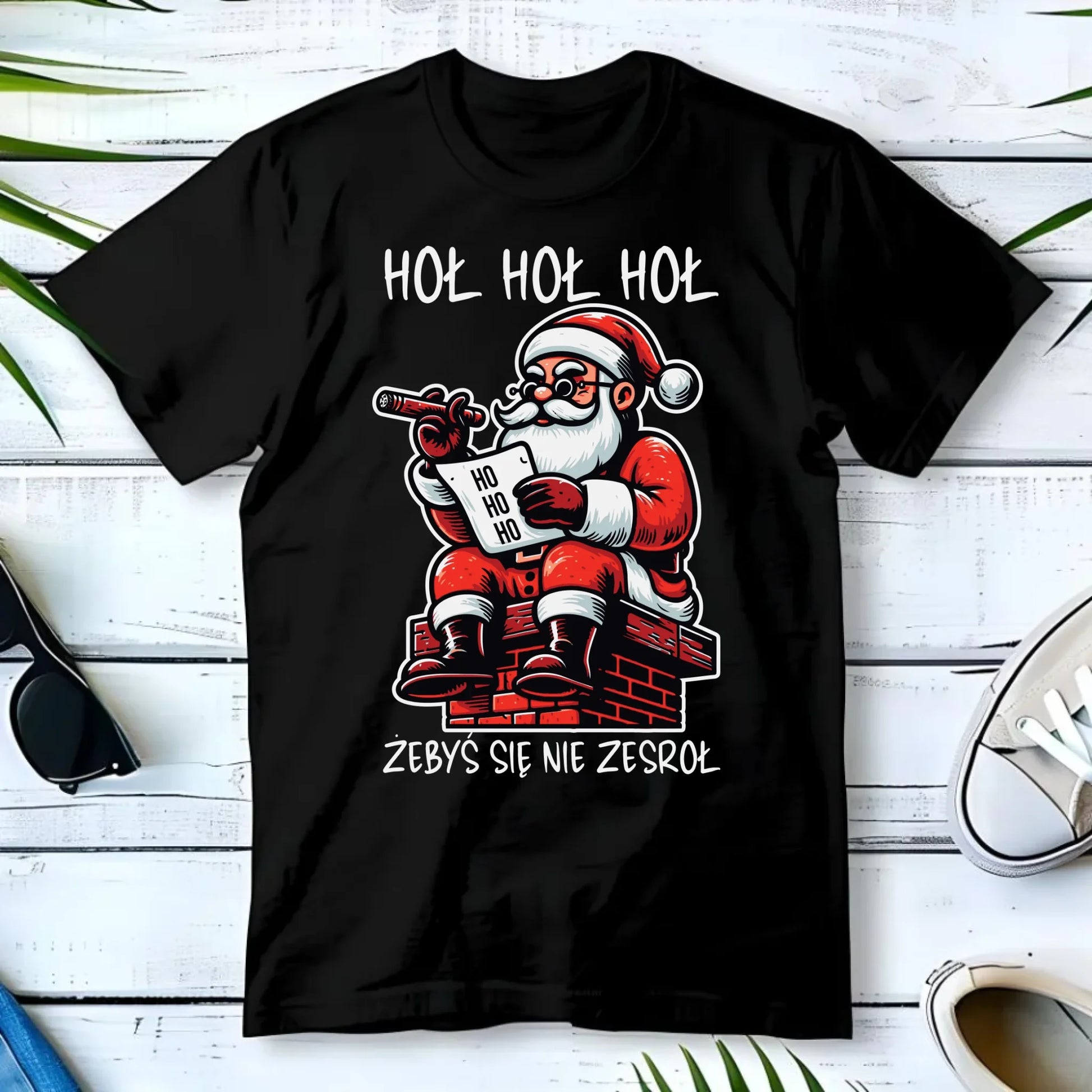 Koszulka męska świąteczna - Śmieszny prezent na Mikołaja - Hoł hoł hoł żebyś się nie zesroł BN156 - StoryCups.pl