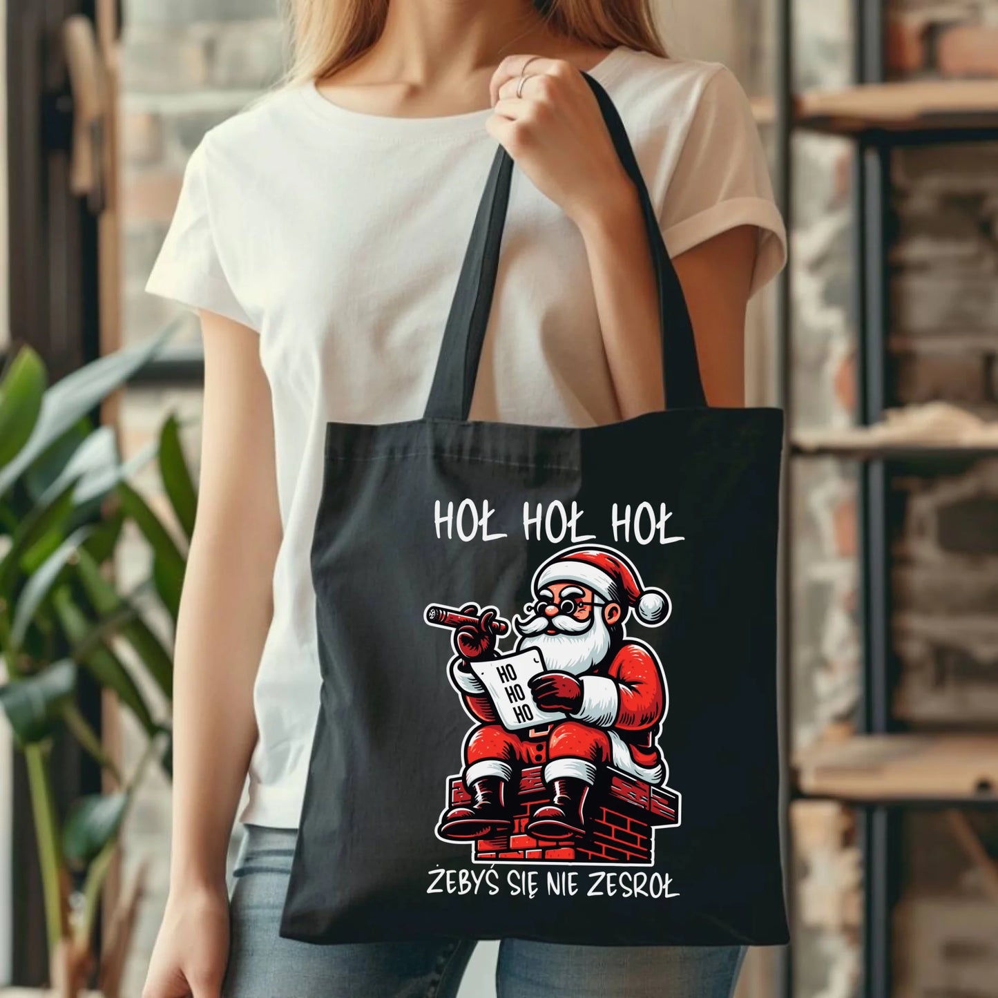 Torba świąteczna - Śmieszny prezent na Mikołaja - Hoł hoł hoł żebyś się nie zesroł BN156 - StoryCups.pl