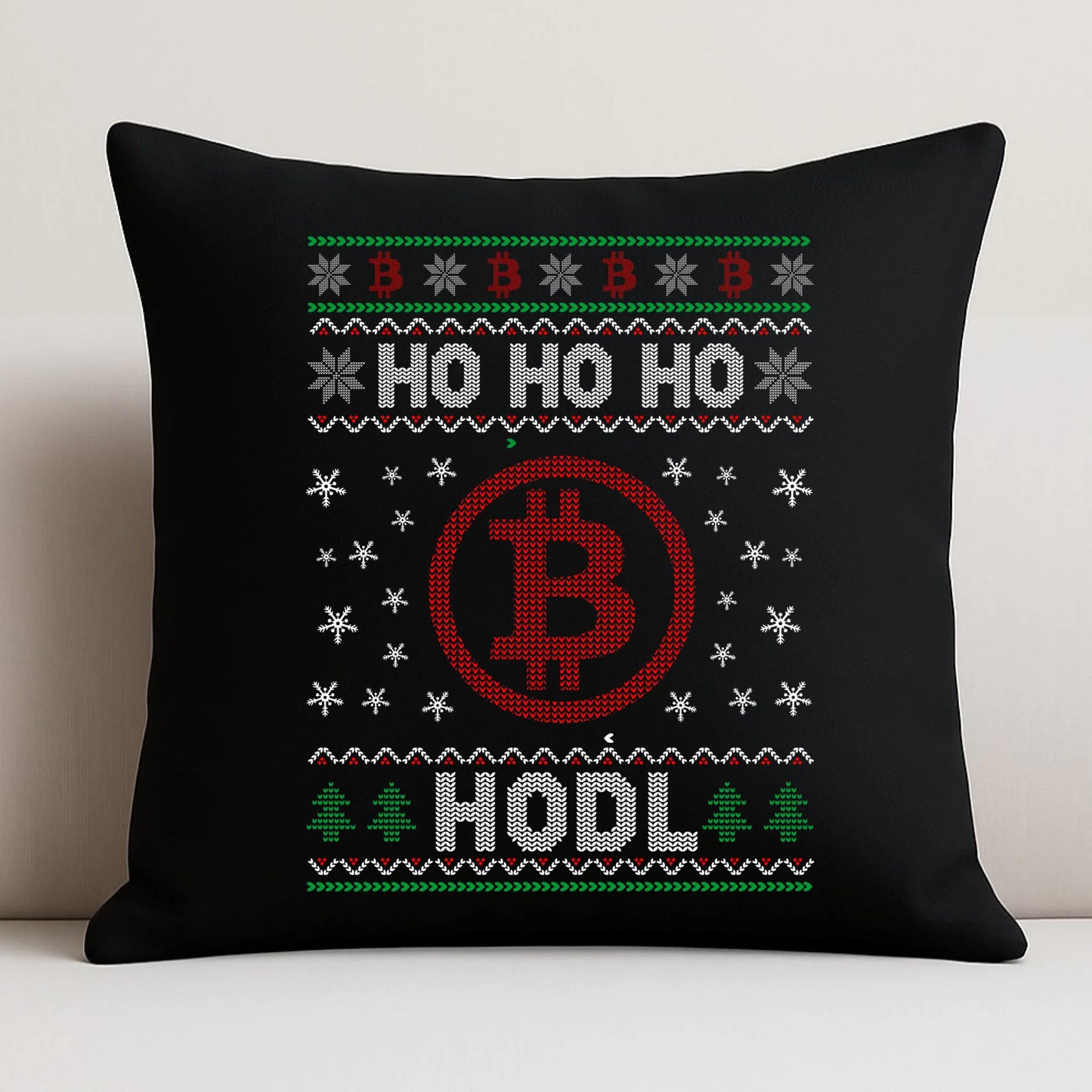 Poduszka dekoracyjna świąteczna - Bitcoin - Ho Ho hodl BN103 - StoryCups.pl