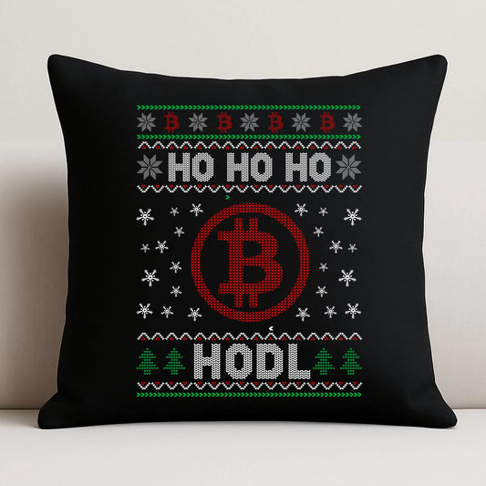 Poduszka dekoracyjna świąteczna - Bitcoin - Ho Ho hodl BN103 - StoryCups.pl
