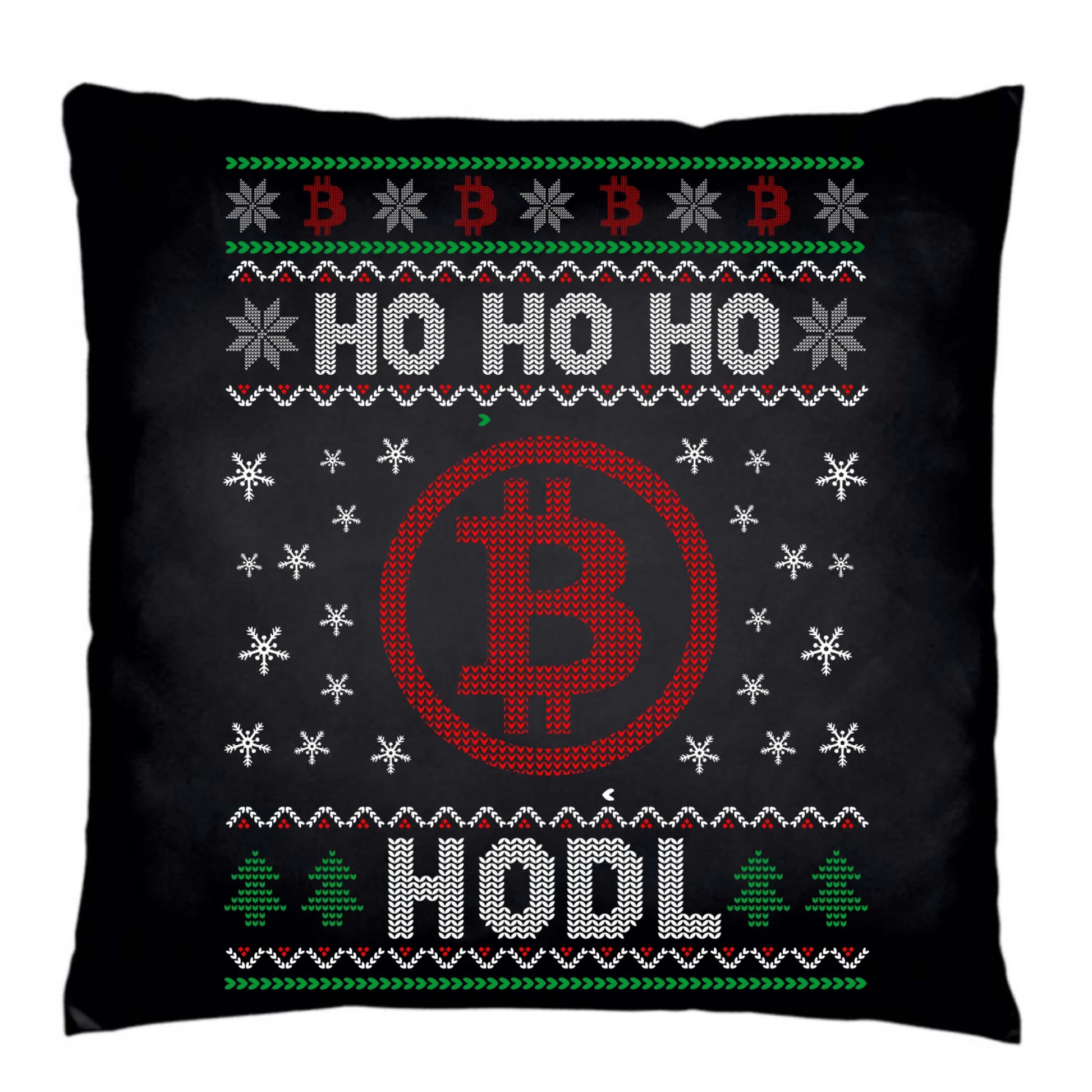 Poduszka dekoracyjna świąteczna - Bitcoin - Ho Ho hodl BN103 - StoryCups.pl