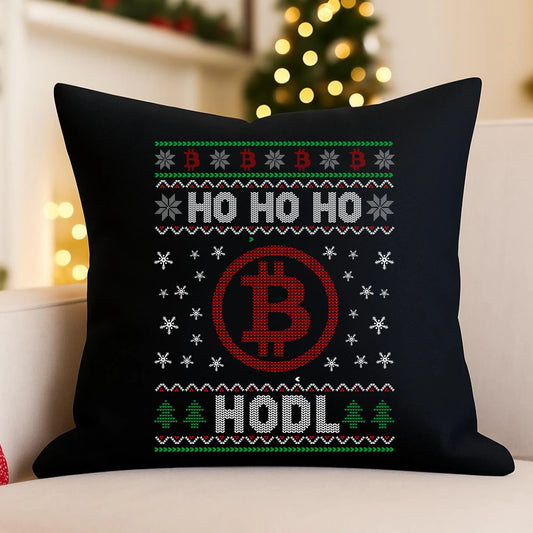 Poduszka dekoracyjna świąteczna - Bitcoin - Ho Ho hodl BN103 - StoryCups.pl