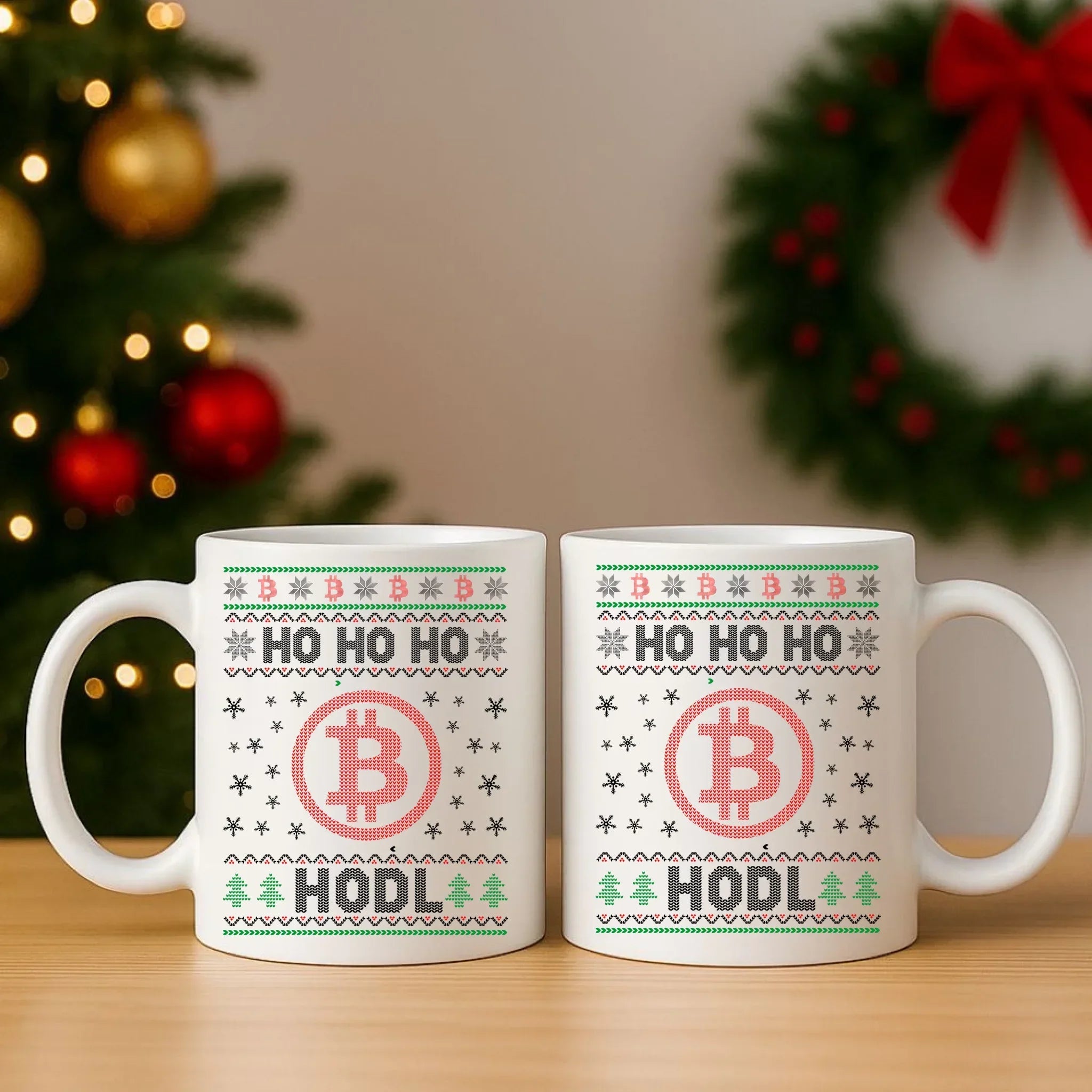 Zestaw poduszka i kubek świąteczny - Bitcoin - Ho Ho hodl BN103 - StoryCups.pl
