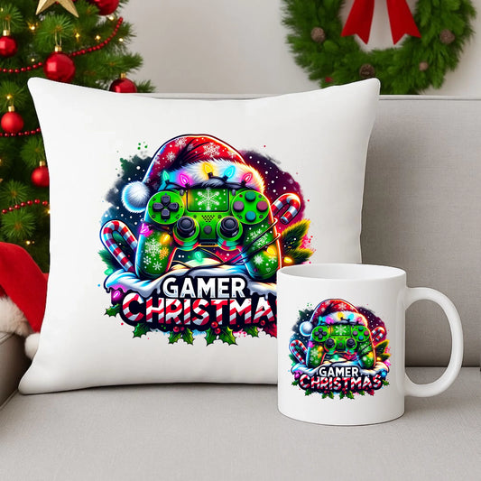 Zestaw poduszka i kubek świąteczny - prezent dla gracza - Christmas gamer BN22 - StoryCups.pl