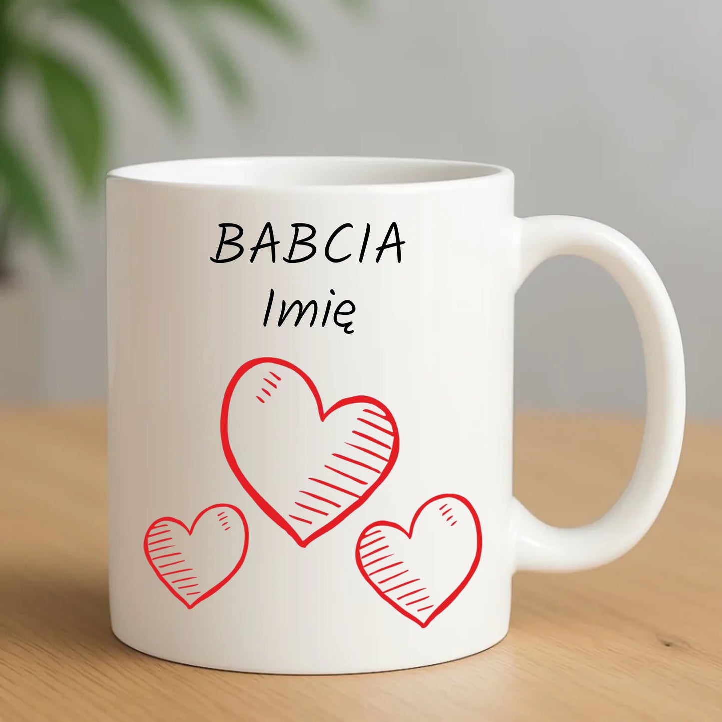 Kubek dla babci - Serca - personalizowany B01 - StoryCups.pl